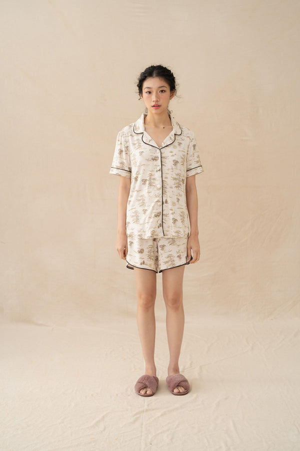 WTP Shorts Homewear Set in Cream (Ready Shipment 18-28 February 2025)