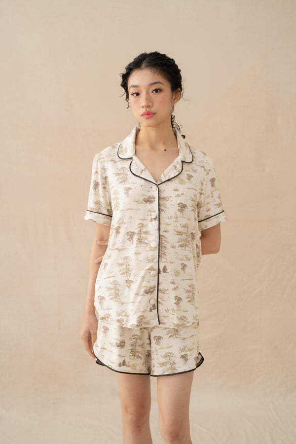 WTP Shorts Homewear Set in Cream (Ready Shipment 18-28 February 2025)