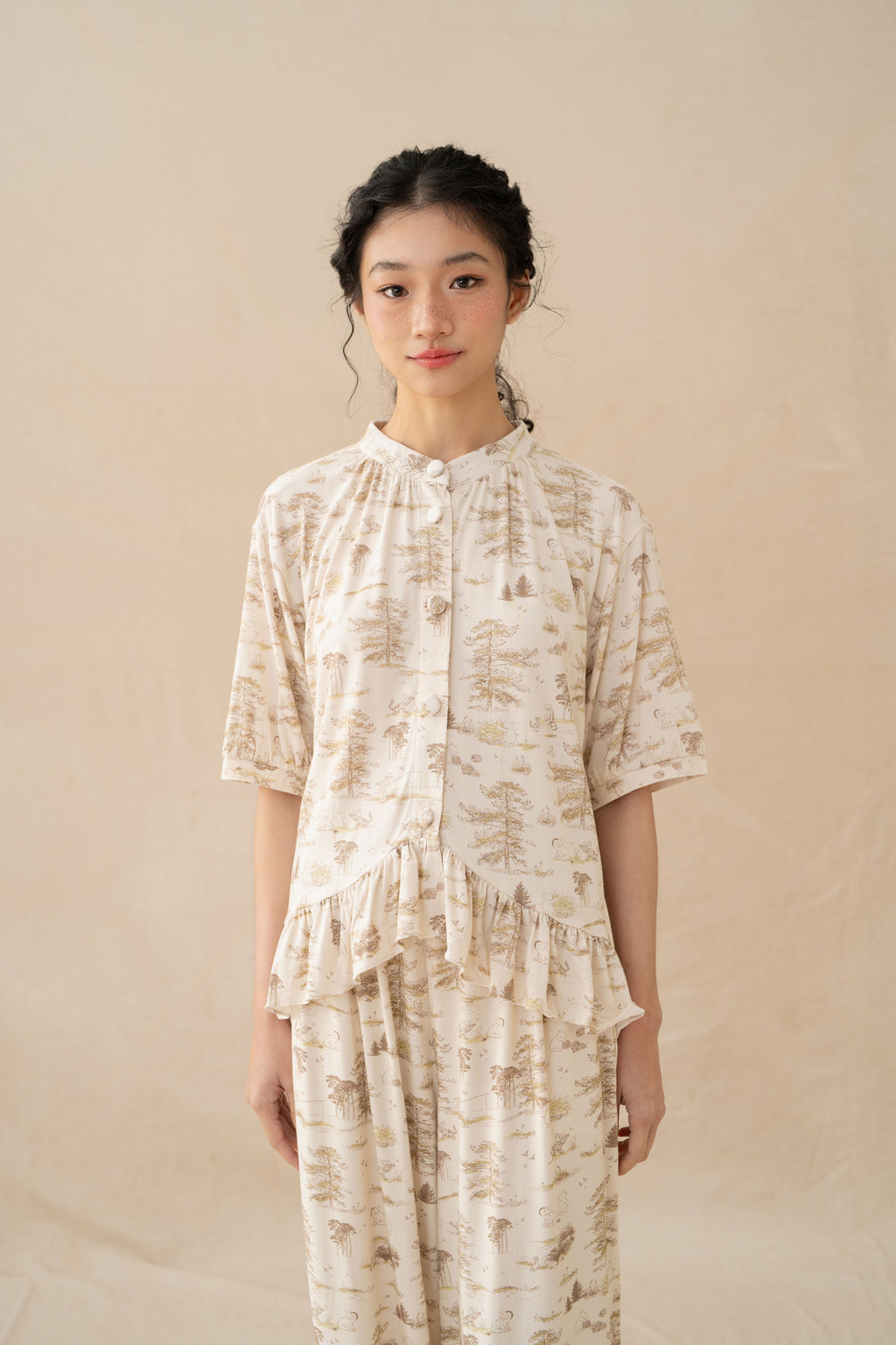 WTP Ruffle Homewear Set in Cream