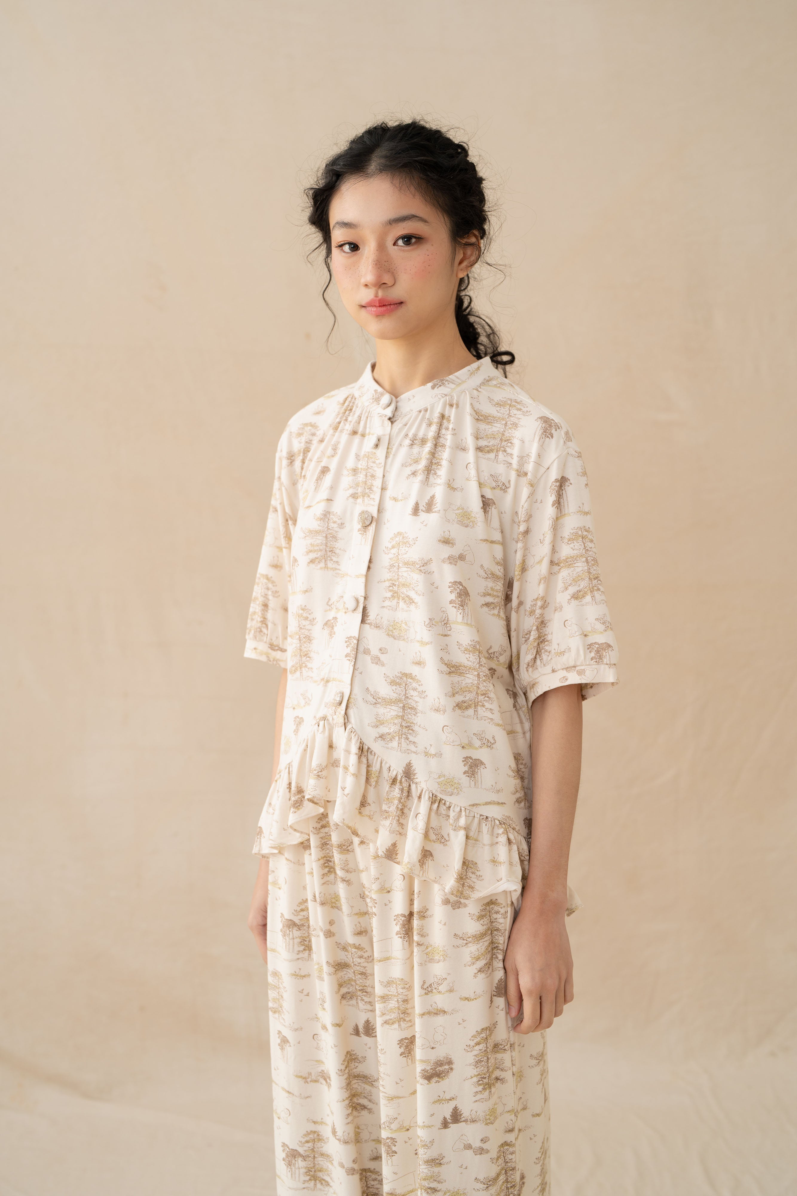 WTP Ruffle Homewear Set in Cream