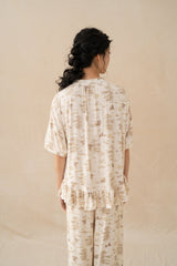 WTP Ruffle Homewear Set in Cream (Ready Shipment 18-28 February 2025)