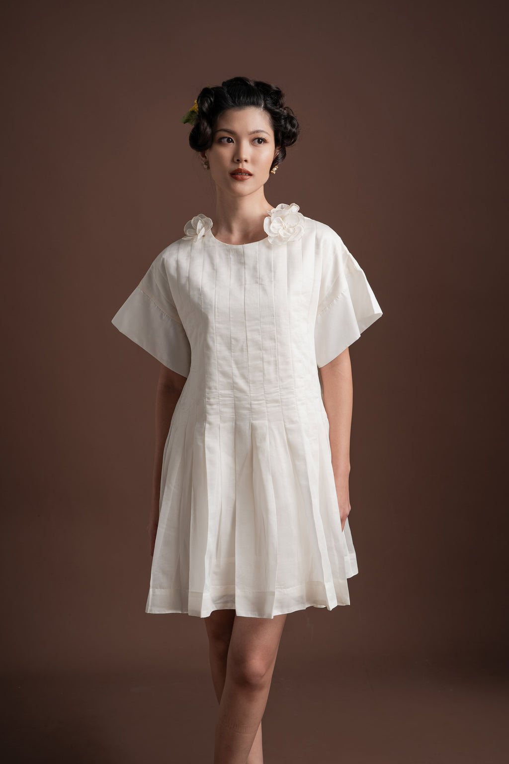 Senandika Embun Mini Dress in Buttermilk