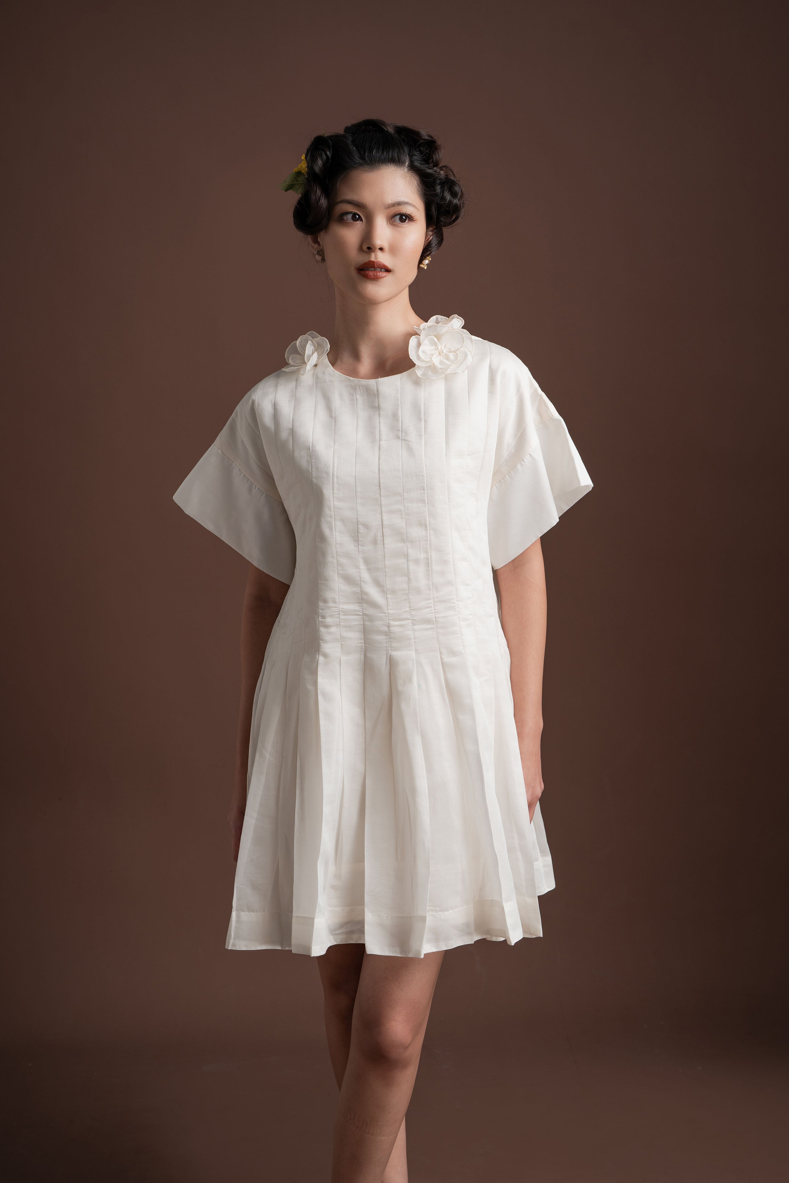 Senandika Embun Mini Dress in Buttermilk