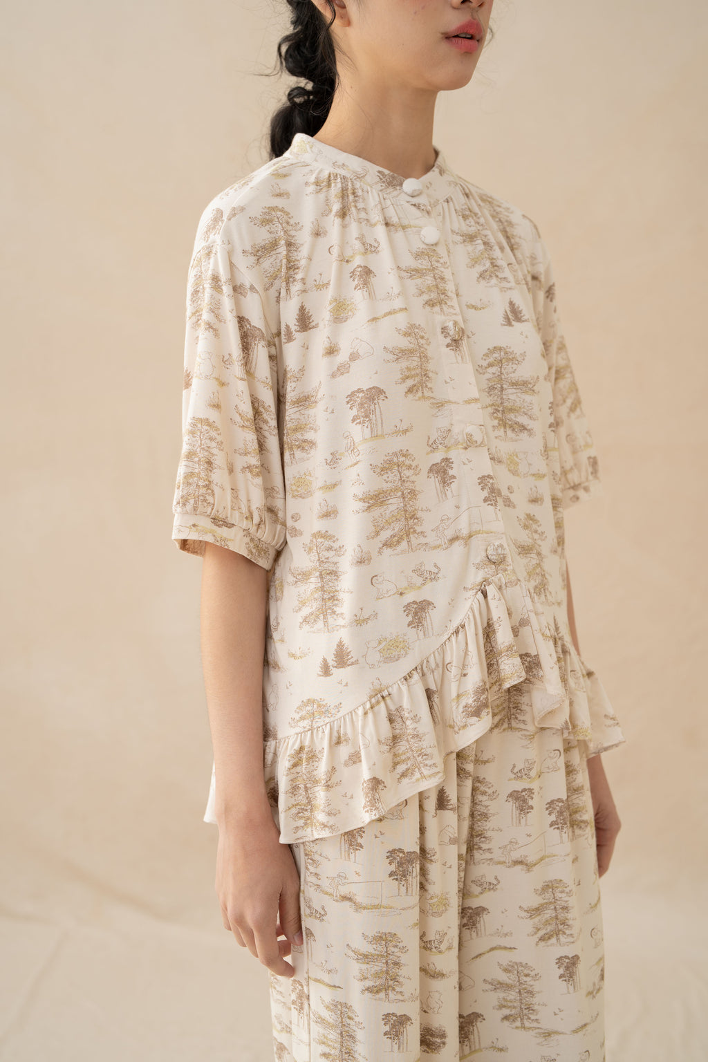 WTP Ruffle Homewear Set in Cream