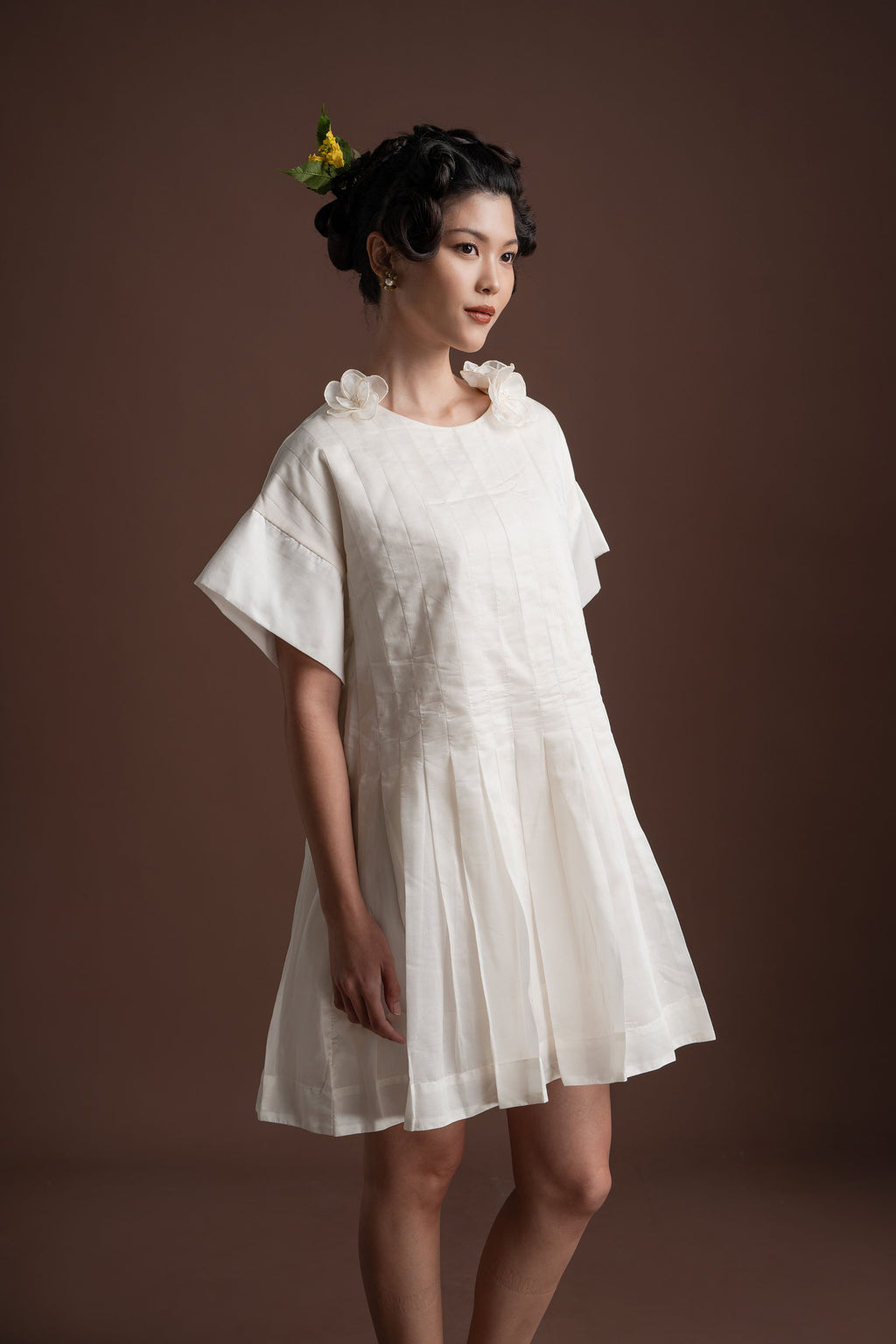 Senandika Embun Mini Dress in Buttermilk