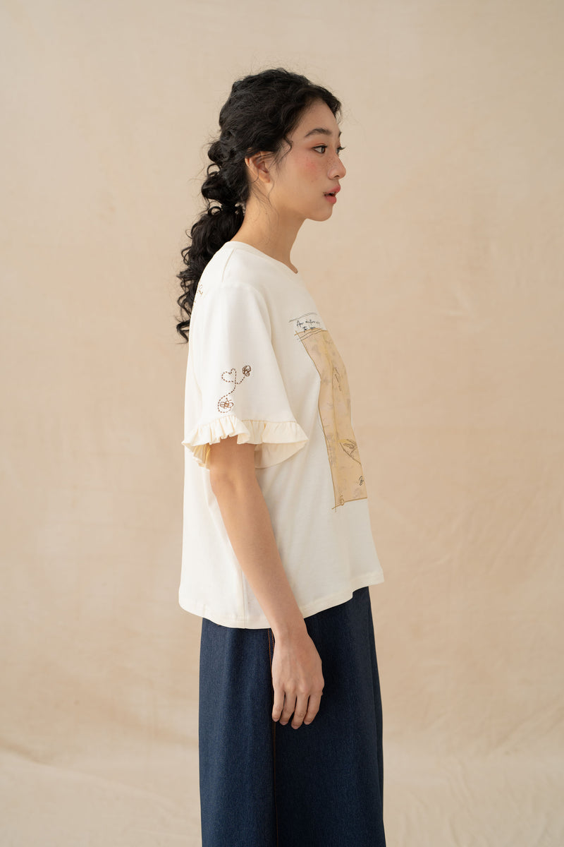 WTP Ruffle Graphic T-Shirt in Buttermilk (Ready Shipment 18-28 February 2025)