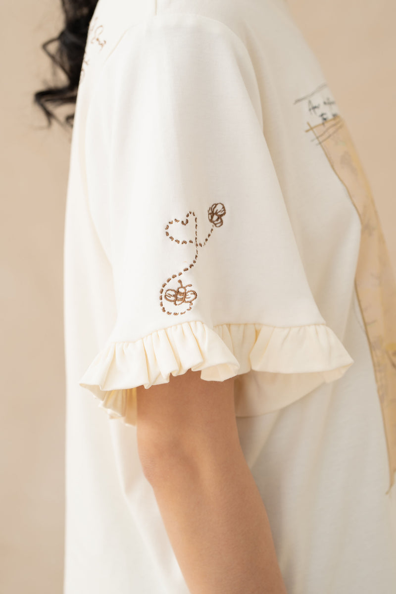 WTP Ruffle Graphic T-Shirt in Buttermilk (Ready Shipment 18-28 February 2025)