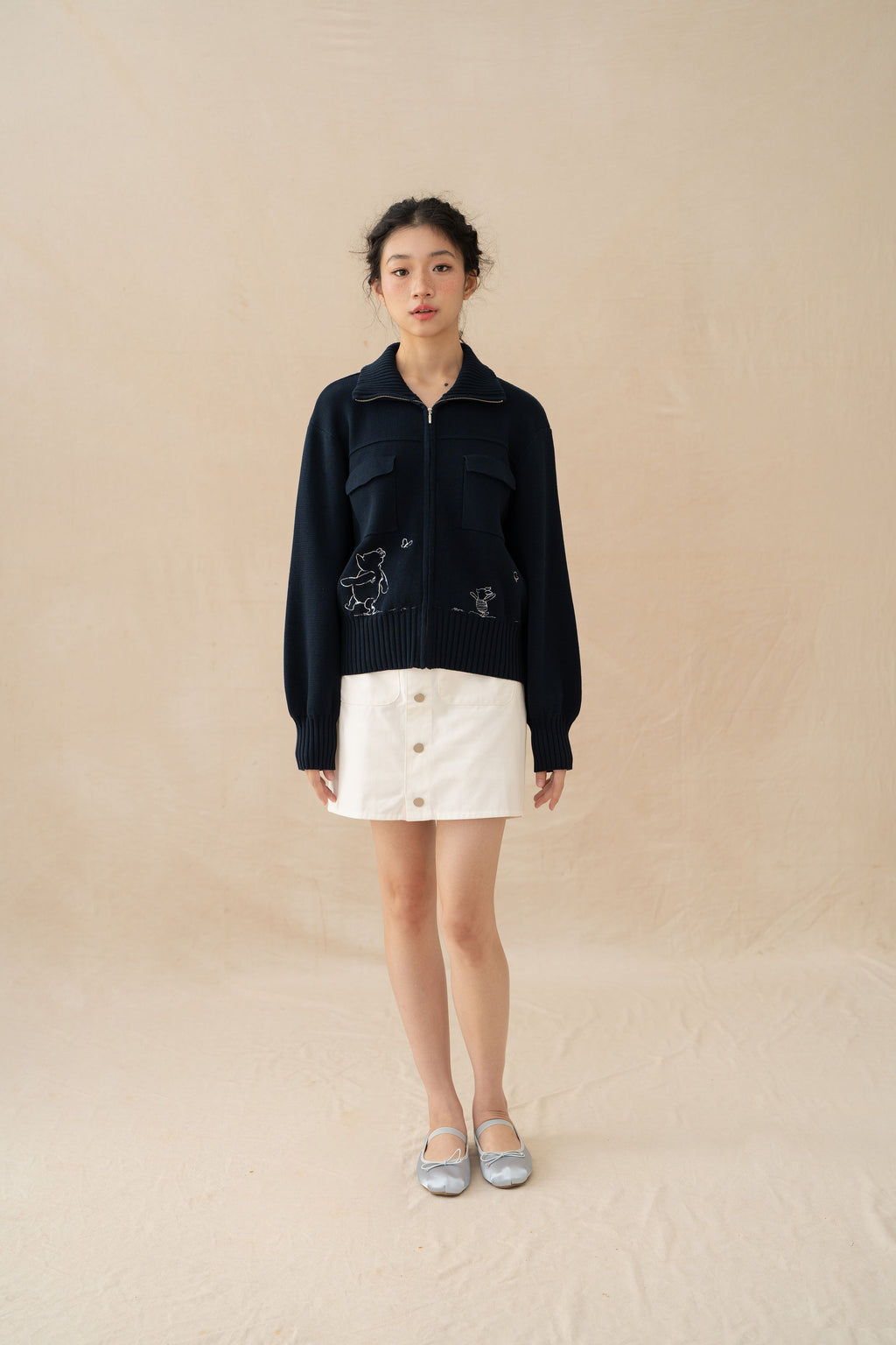 NVR Button Mini Skort in Buttermilk