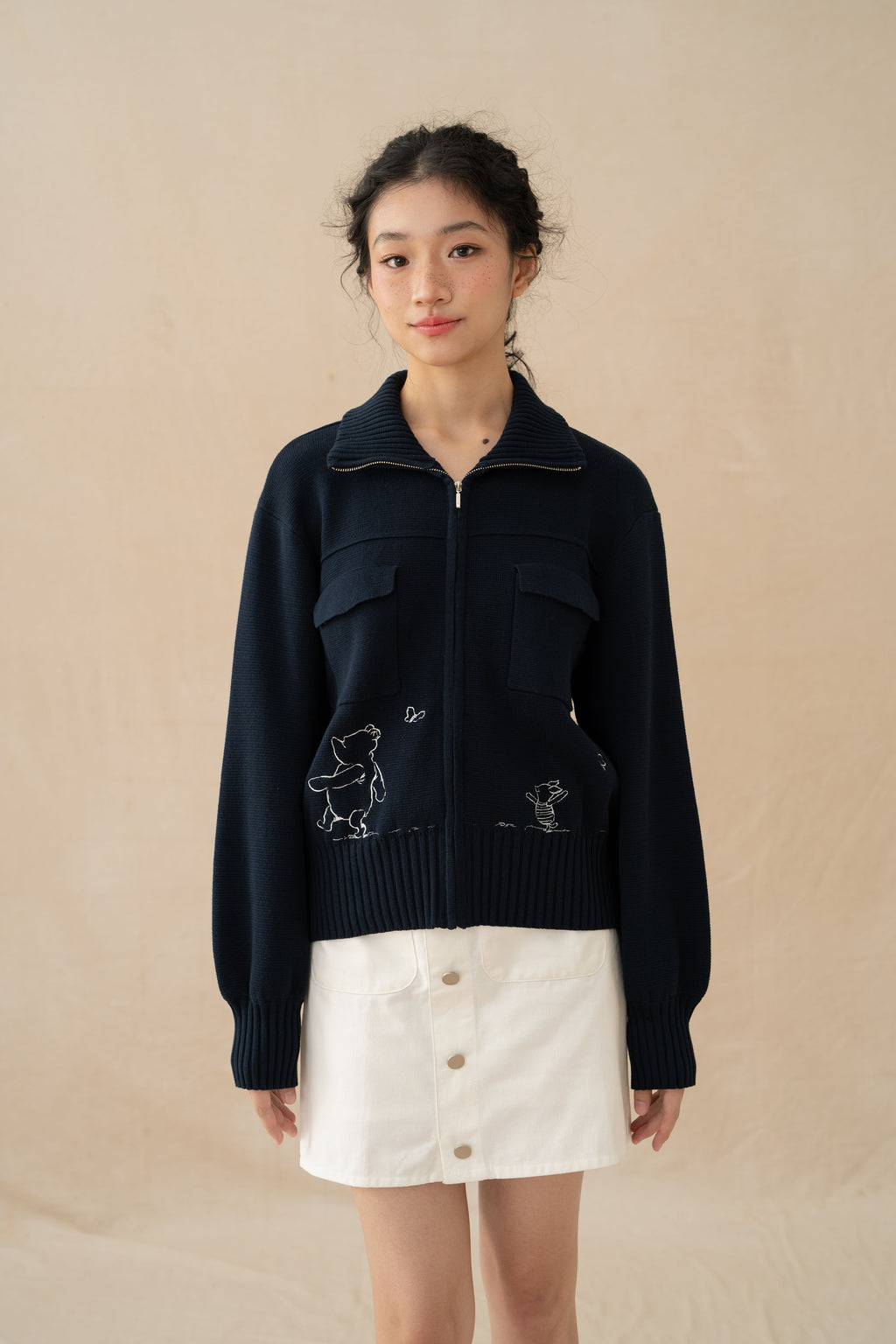 NVR Button Mini Skort in Buttermilk