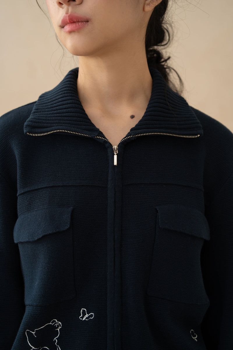 WTP Knit Jacket in Navy (PO Shipment 3-24 March 2025)