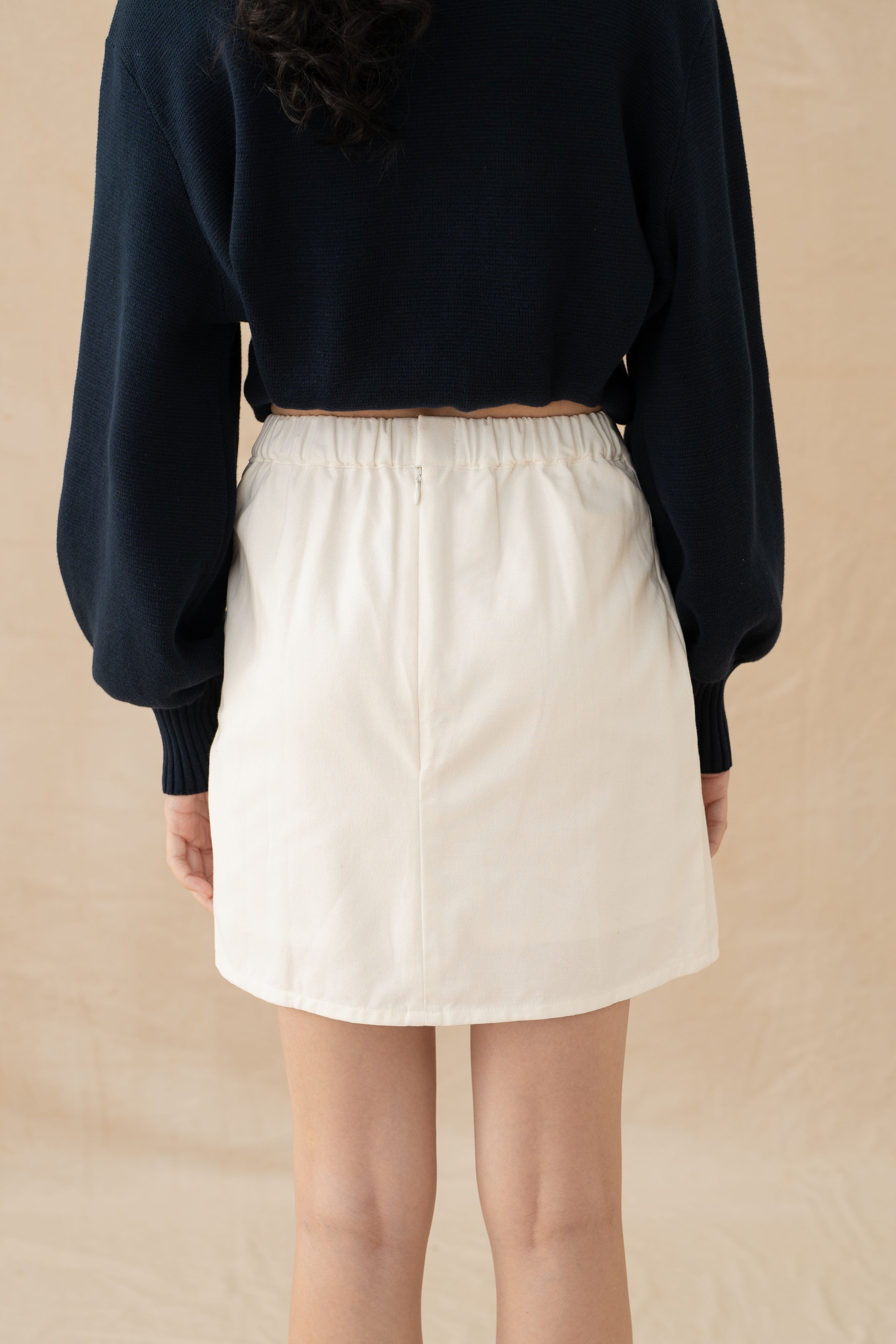 NVR Button Mini Skort in Buttermilk