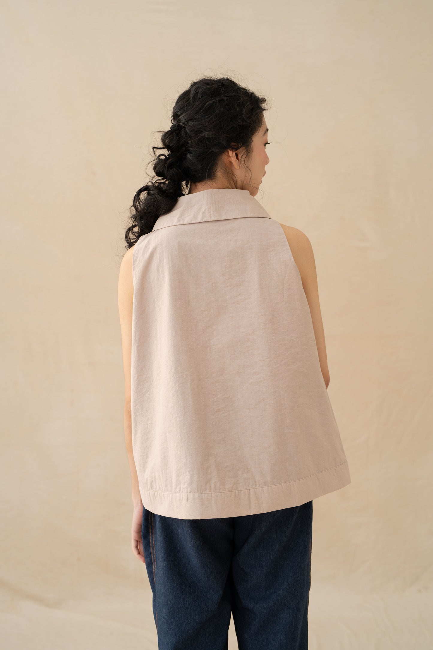 WTP Embroidery Sleeveless Top in Sand