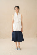 WTP Embroidery High Neck Top in Buttermilk