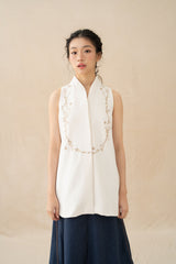 WTP Embroidery High Neck Top in Buttermilk (Ready Shipment 18-28 February 2025)