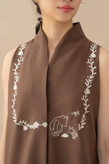 WTP Embroidery High Neck Top in Dark Brown (Ready Shipment 18-28 February 2025)