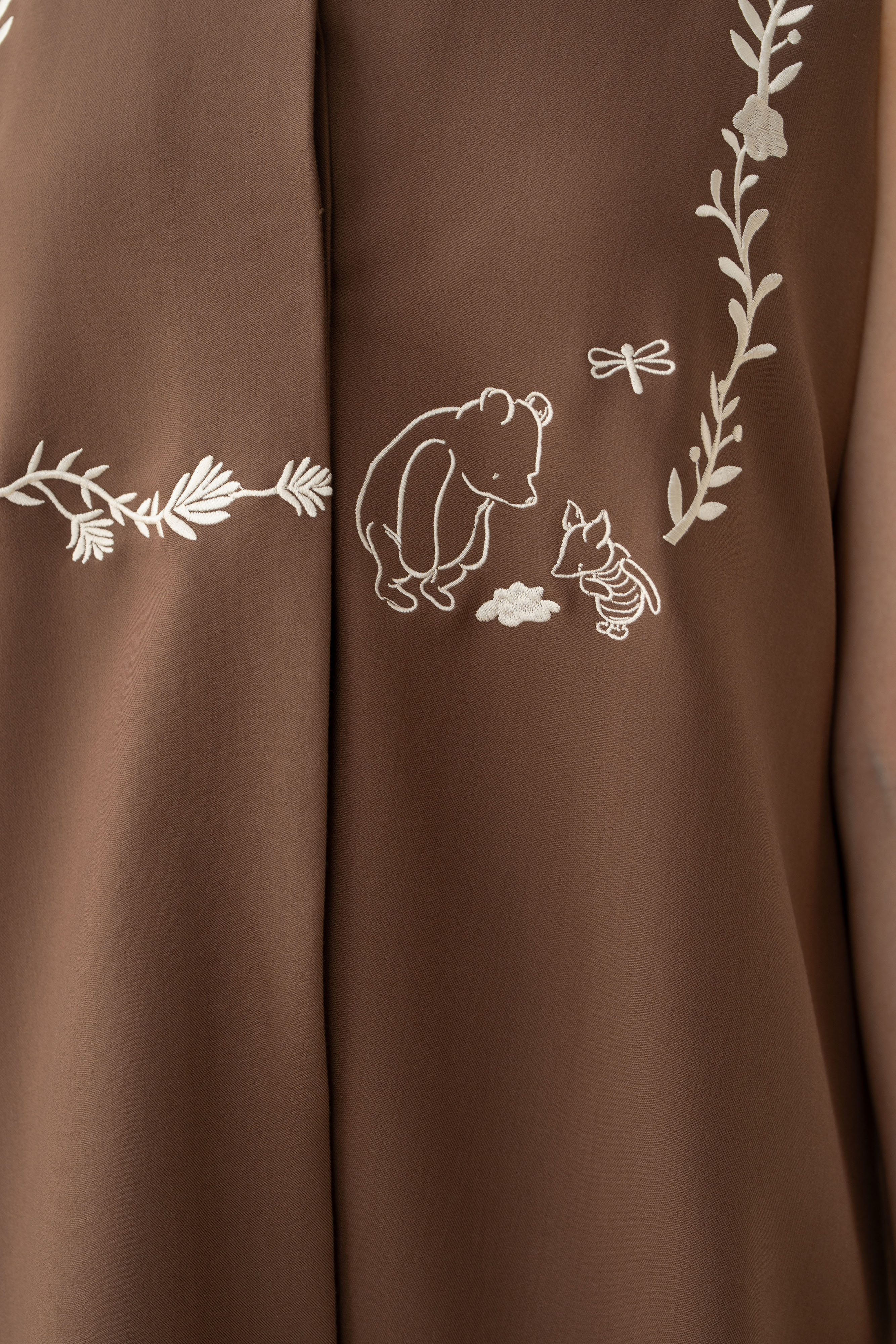 WTP Embroidery High Neck Top in Dark Brown