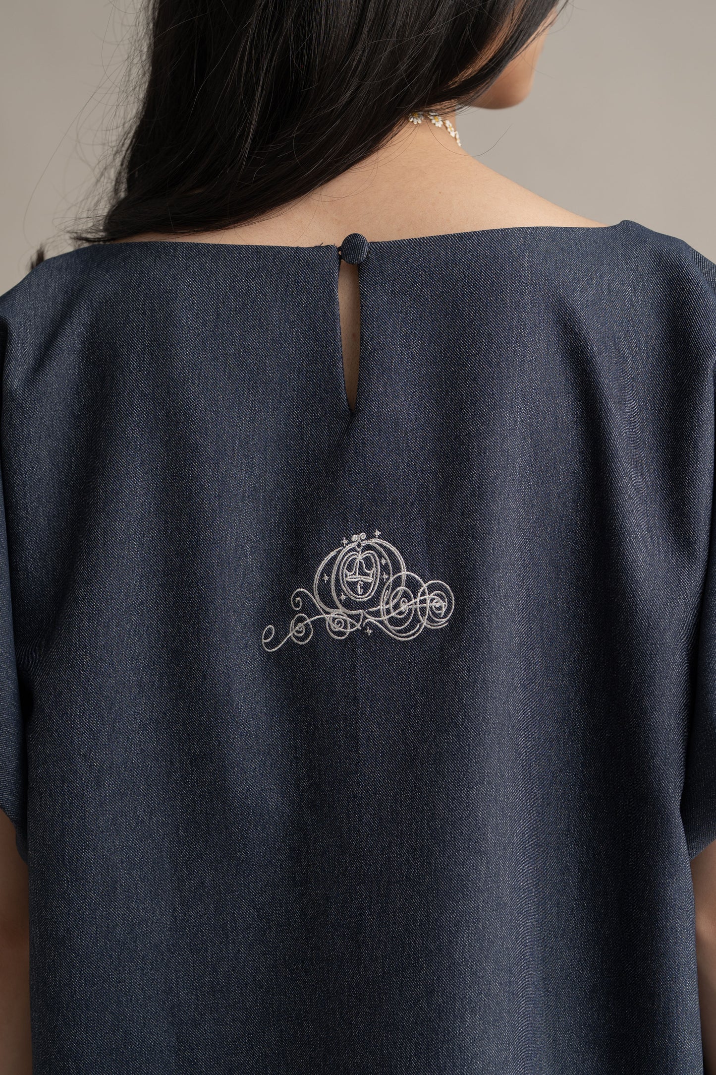 Cinderella Puff Denim Top In Denim