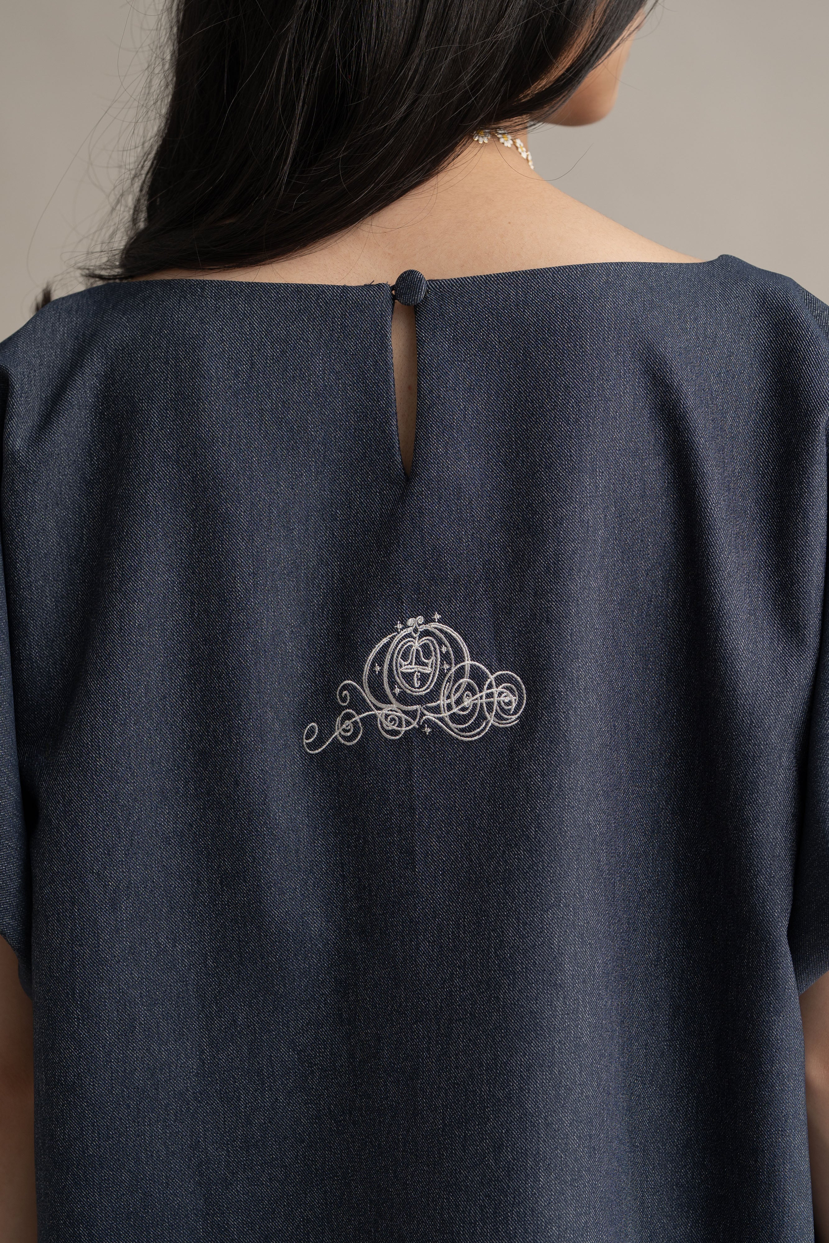 Cinderella Puff Denim Top In Denim