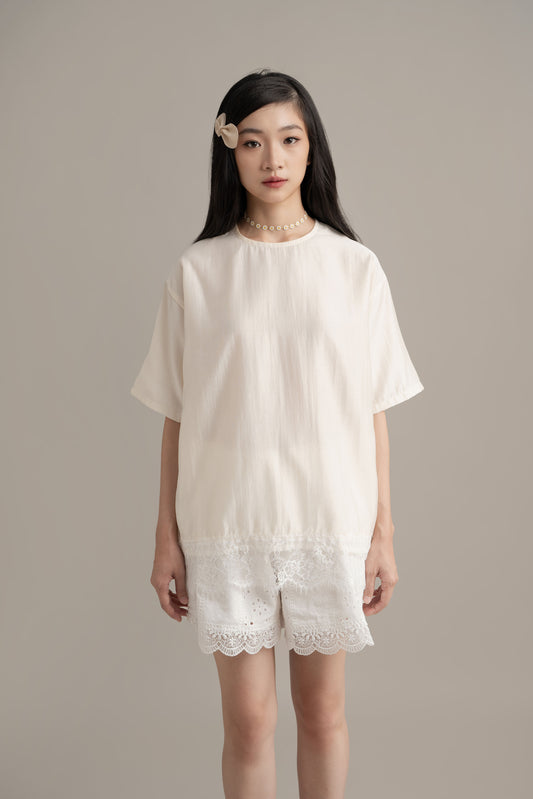 Cinderella Lace Top In Buttermilk