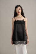Cinderella Lacey Satin Tank In Licorice