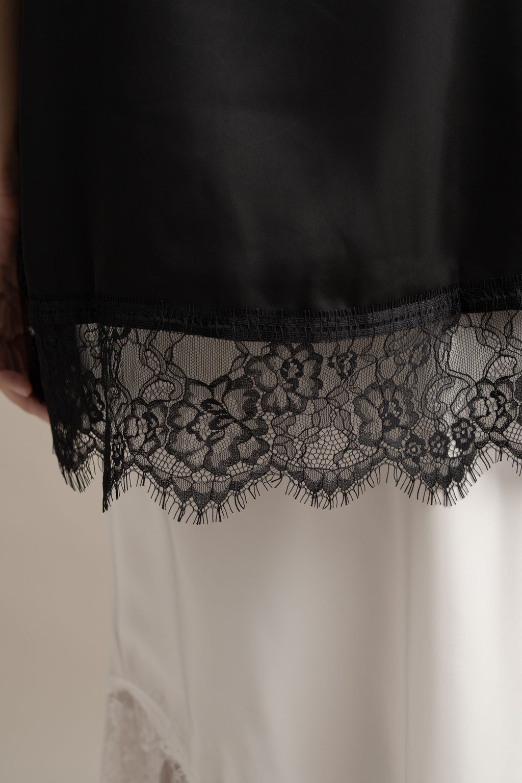 Cinderella Lacey Satin Tank In Licorice