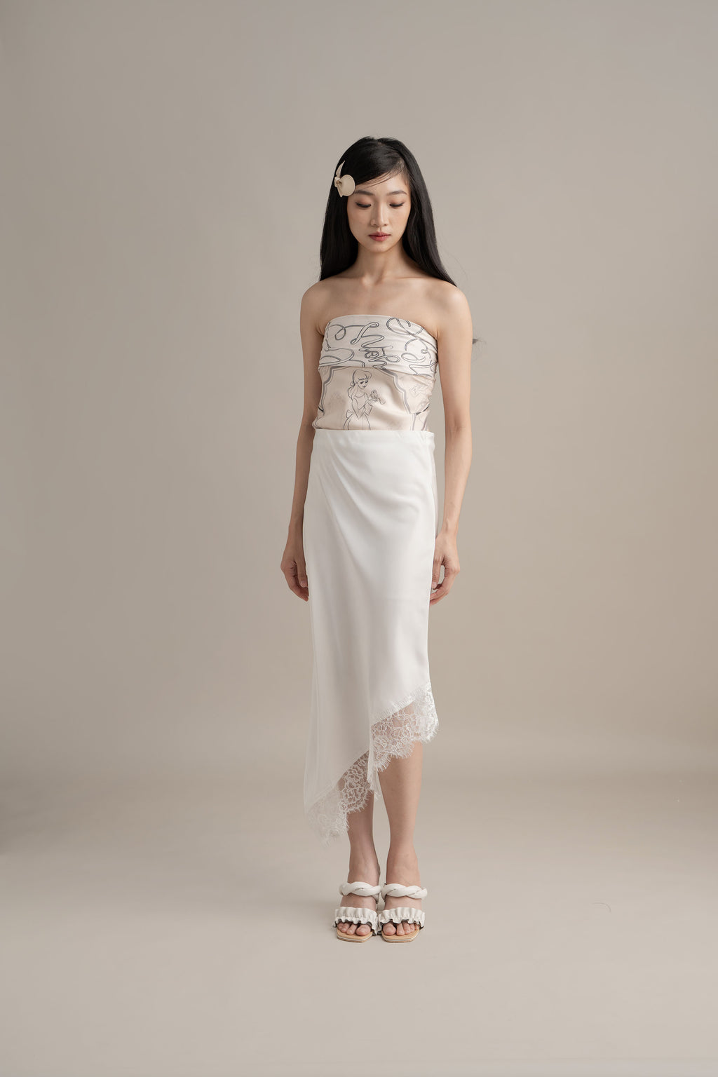 Cinderella Lacey Skirt In Buttermilk