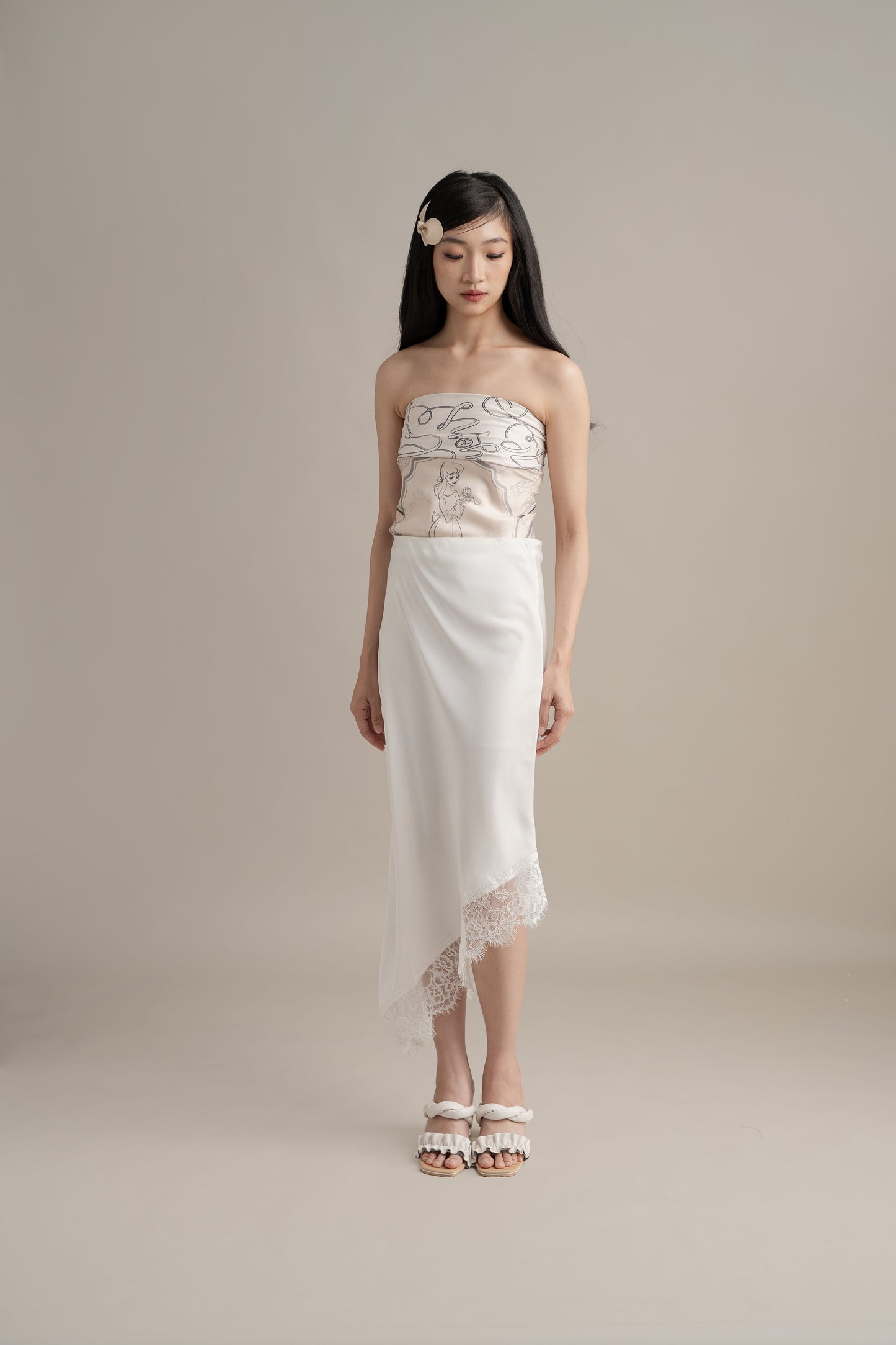 Cinderella Lacey Skirt In Buttermilk