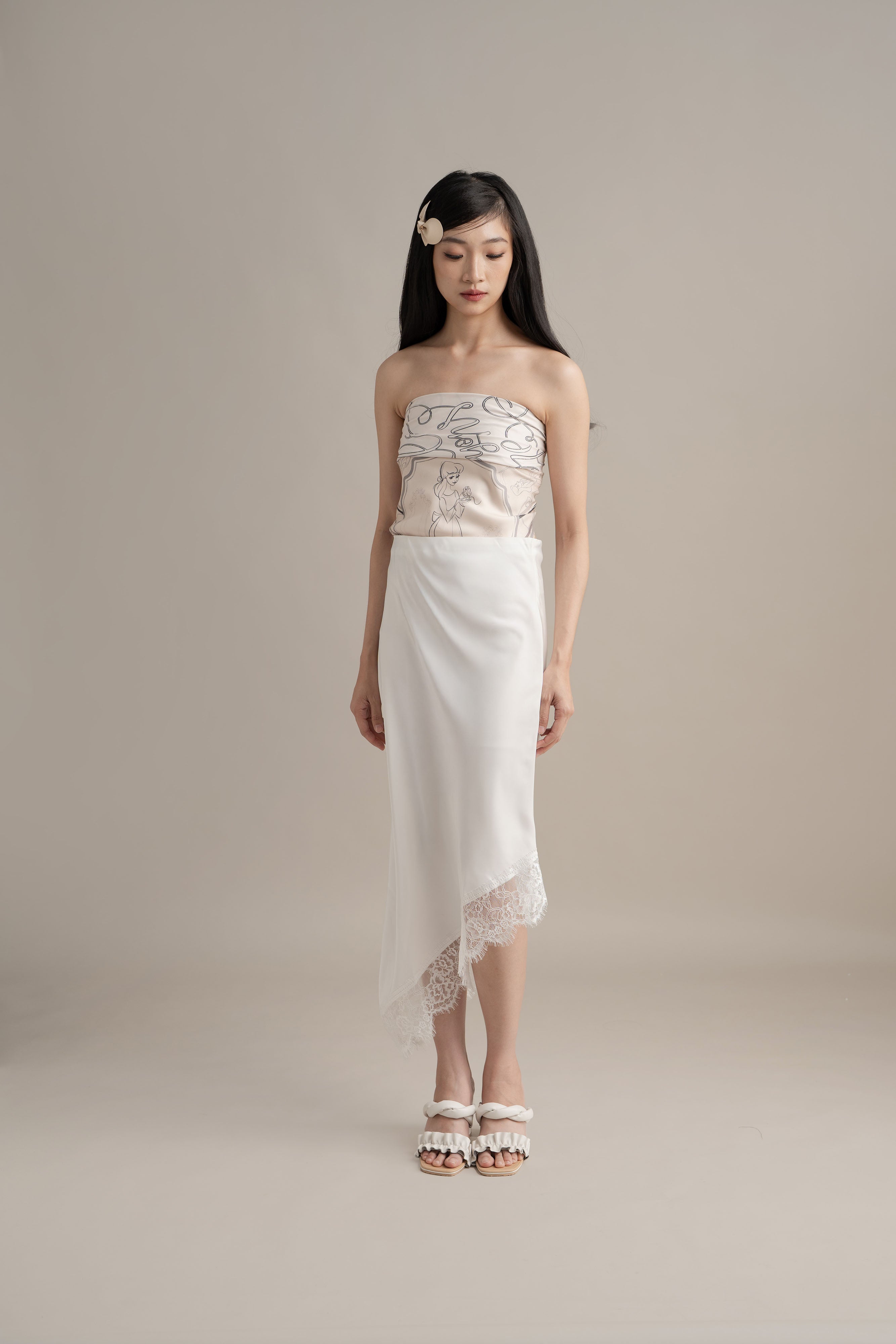 Cinderella Lacey Skirt In Buttermilk