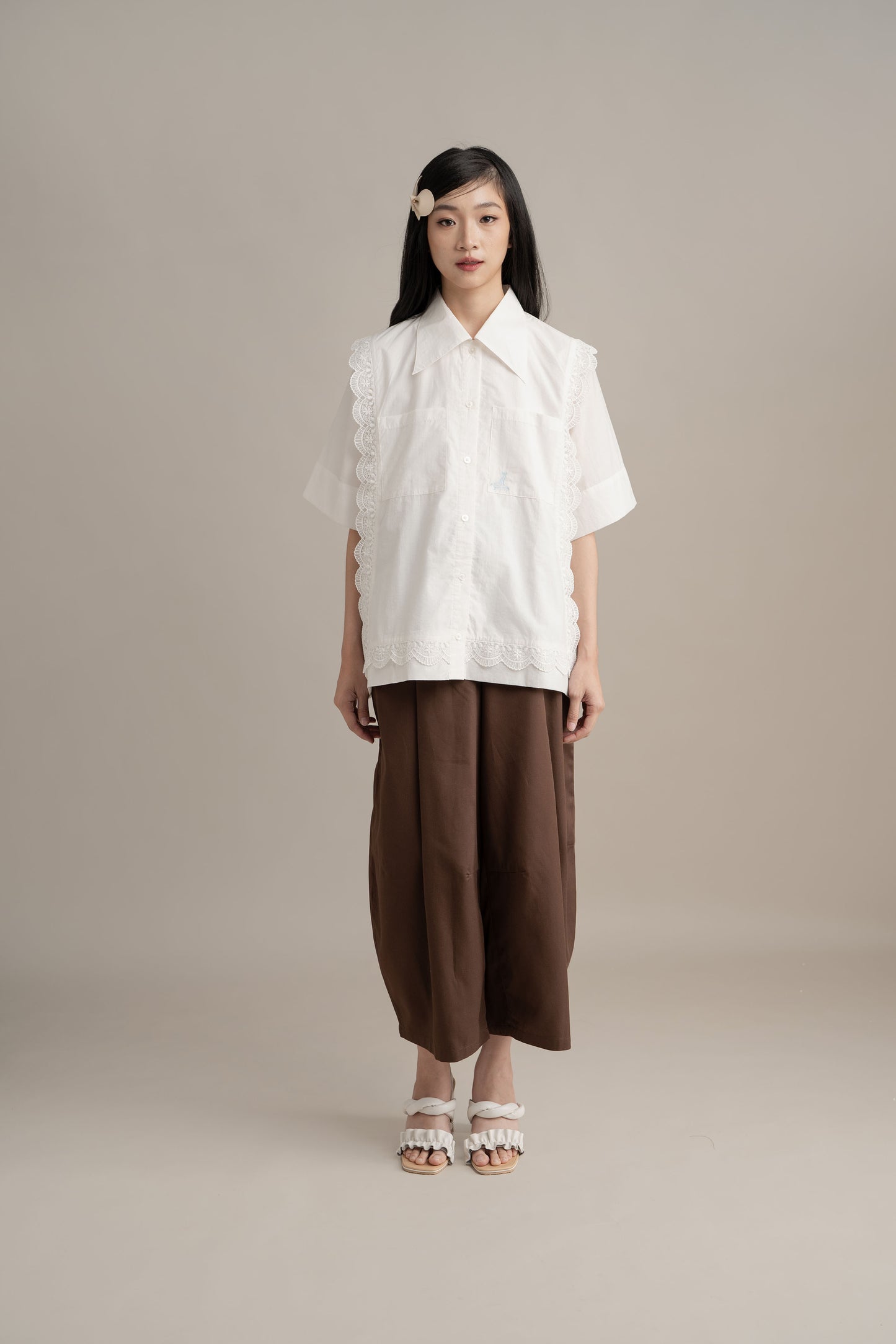 Cinderella Lacey Pocket Shirt In Buttermilk