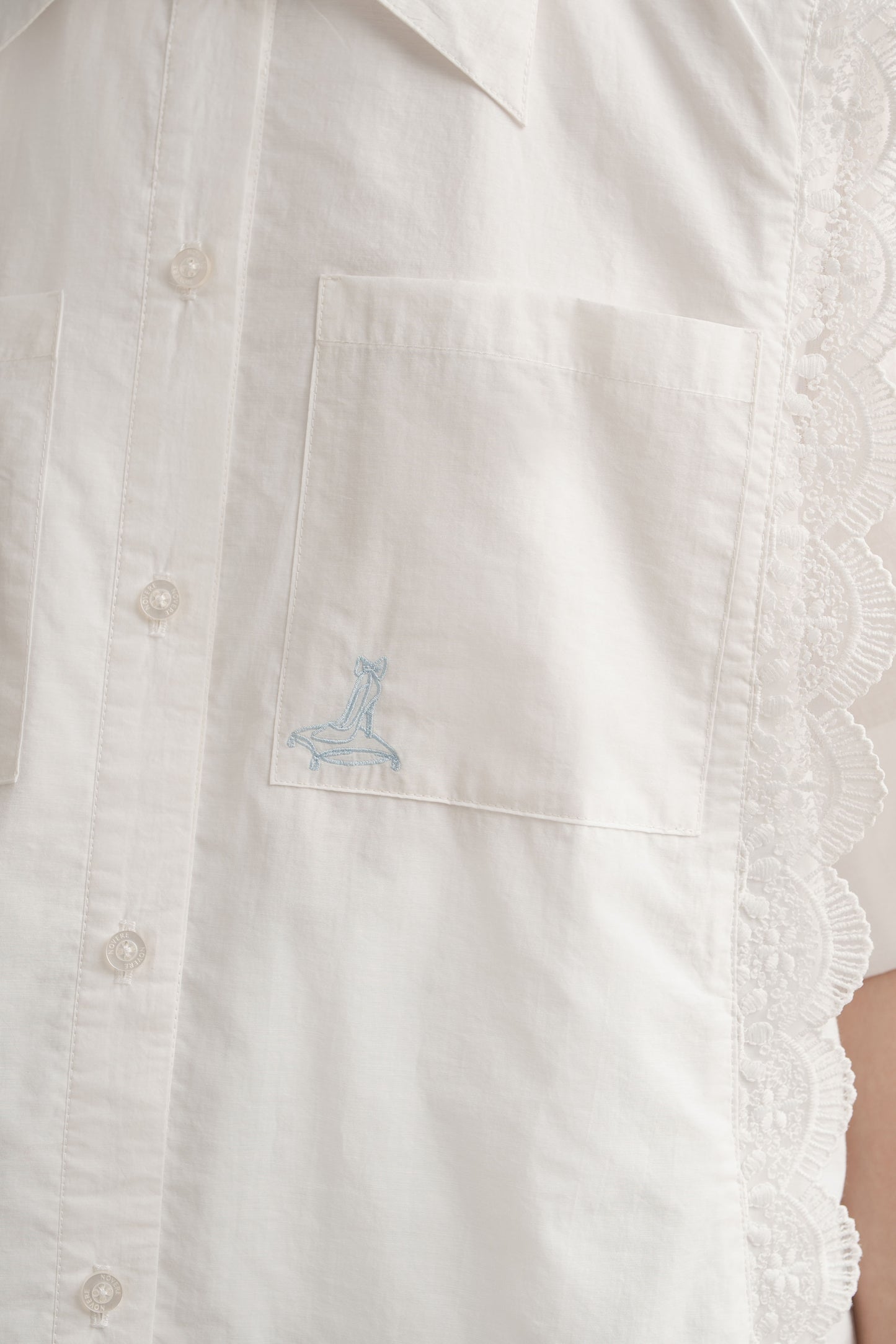 Cinderella Lacey Pocket Shirt In Buttermilk