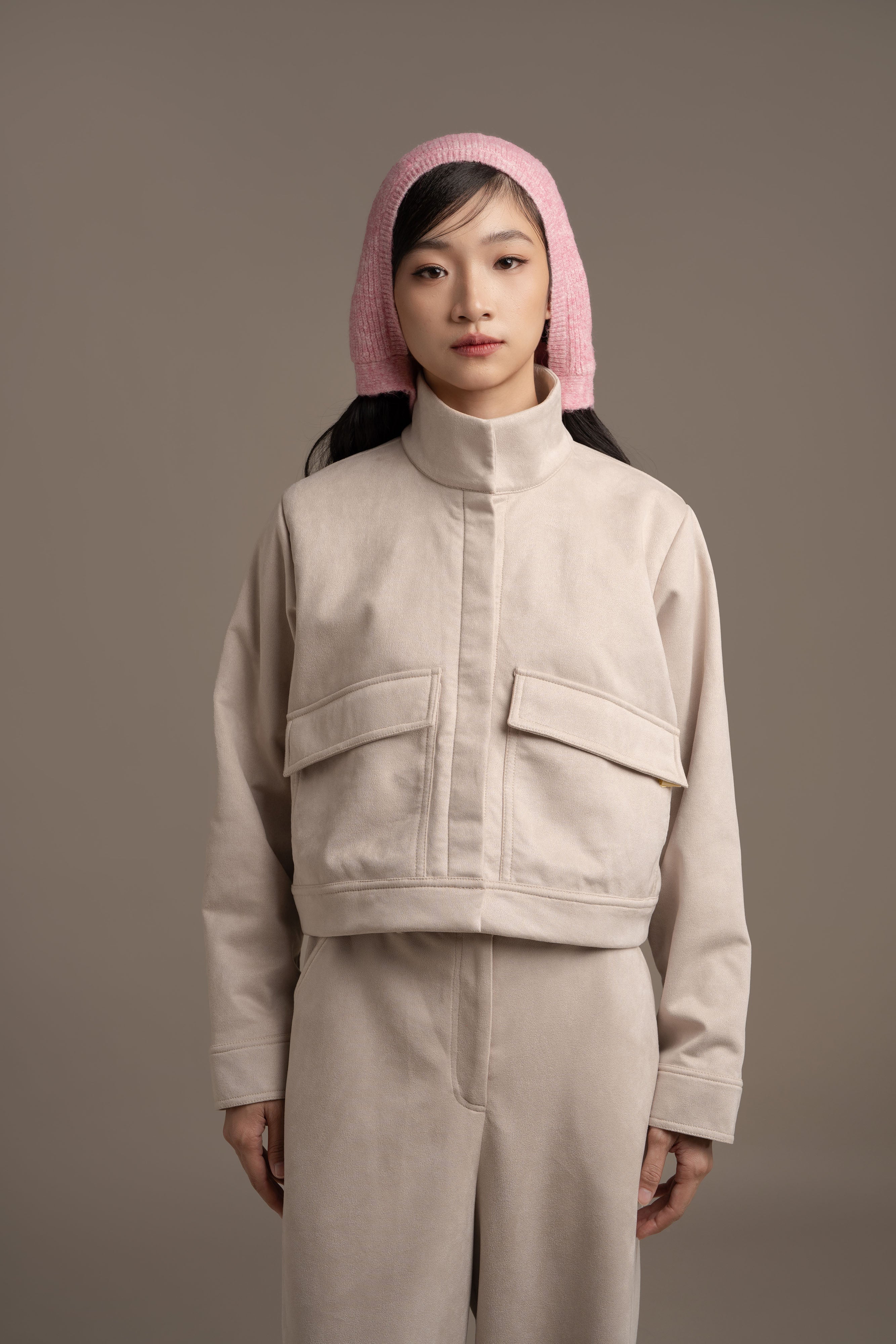 THC Suede Pocket Jacket In Winter Fog