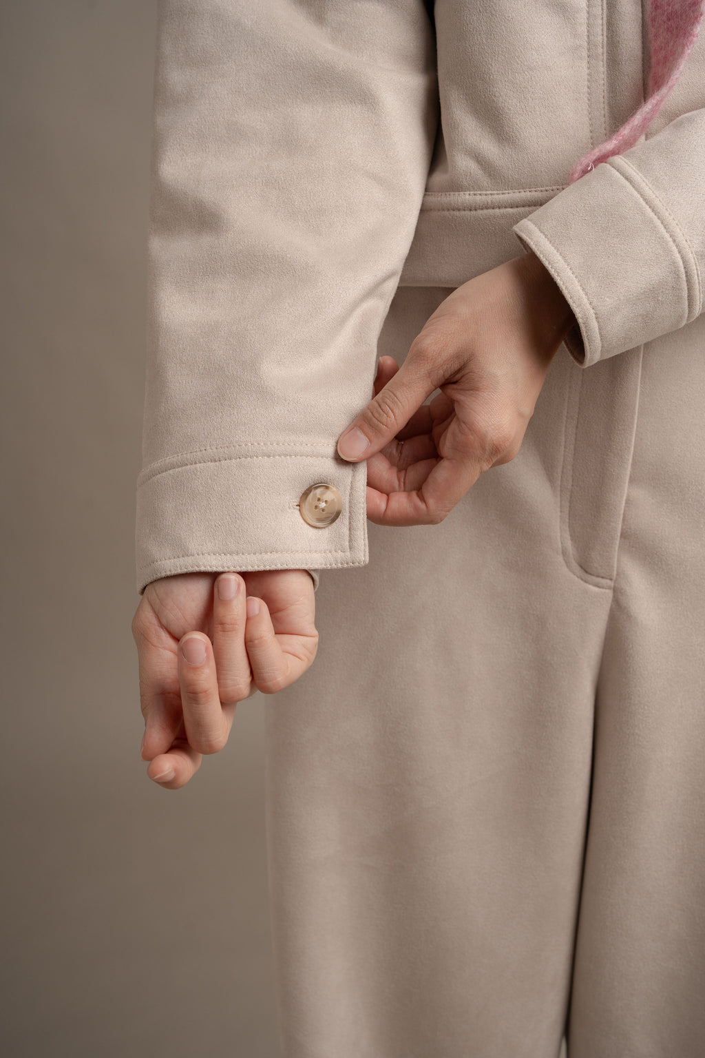 THC Suede Pocket Jacket In Winter Fog