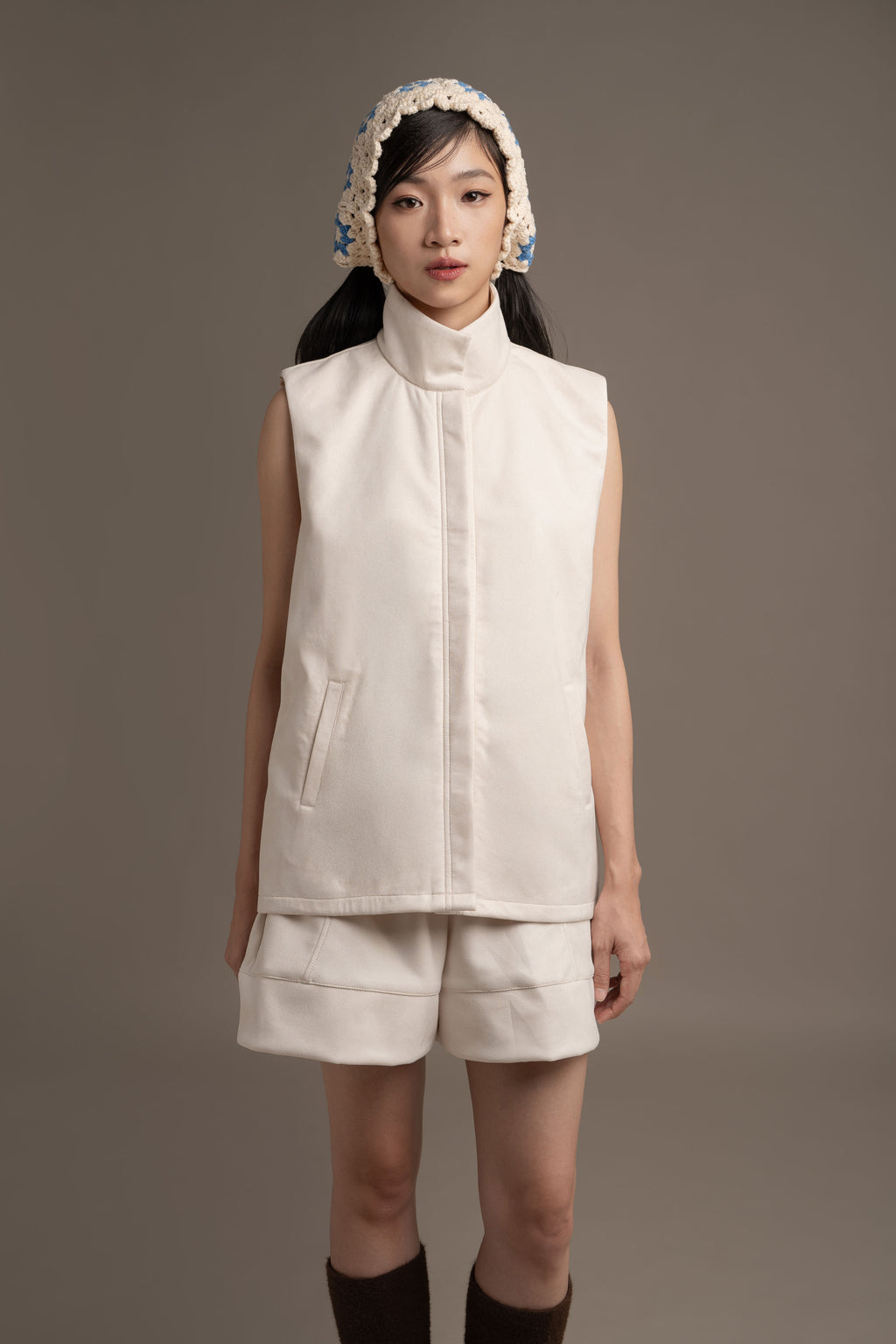 THC Suede Vest In Ice Frost