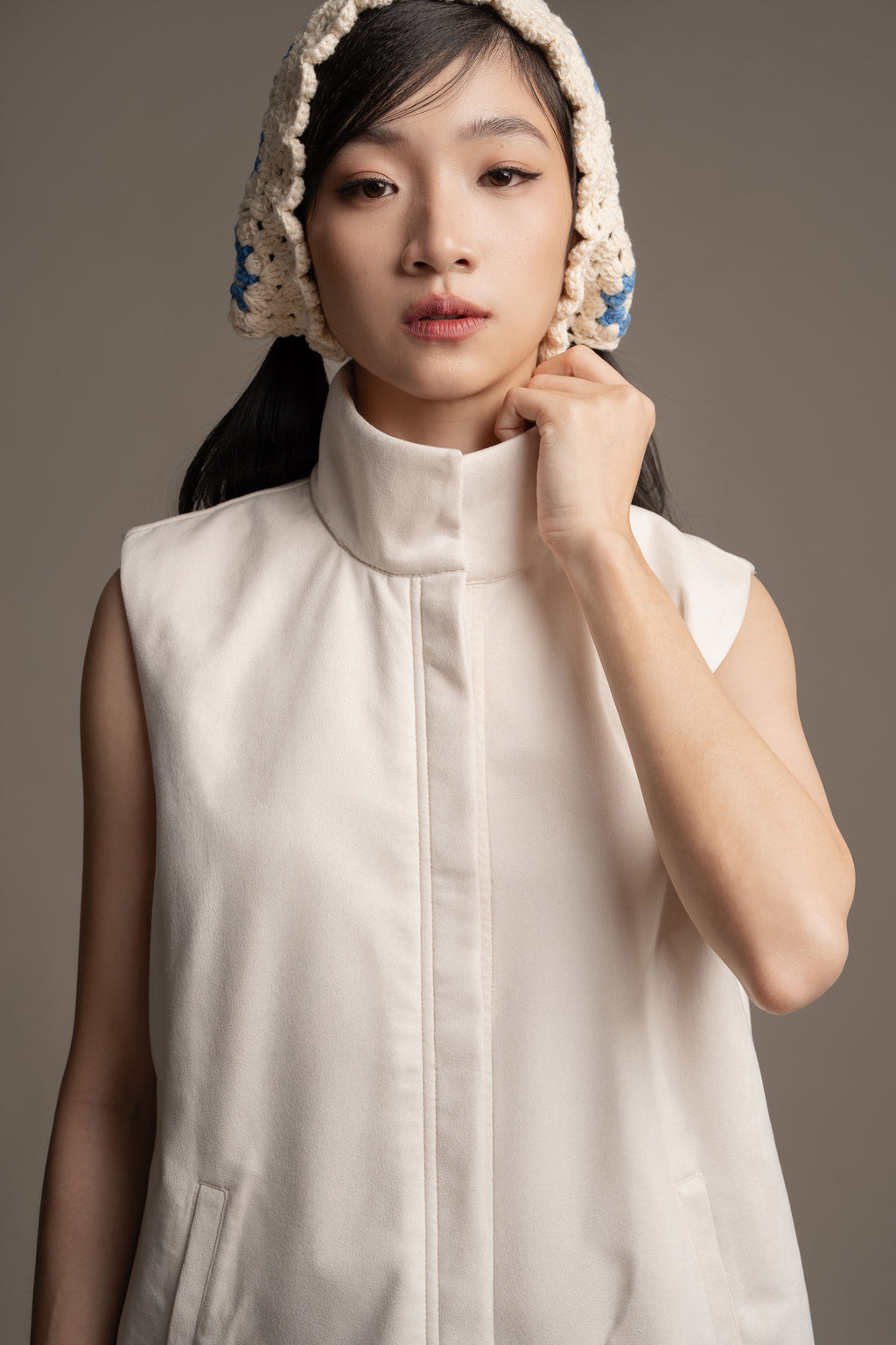 THC Suede Vest In Ice Frost