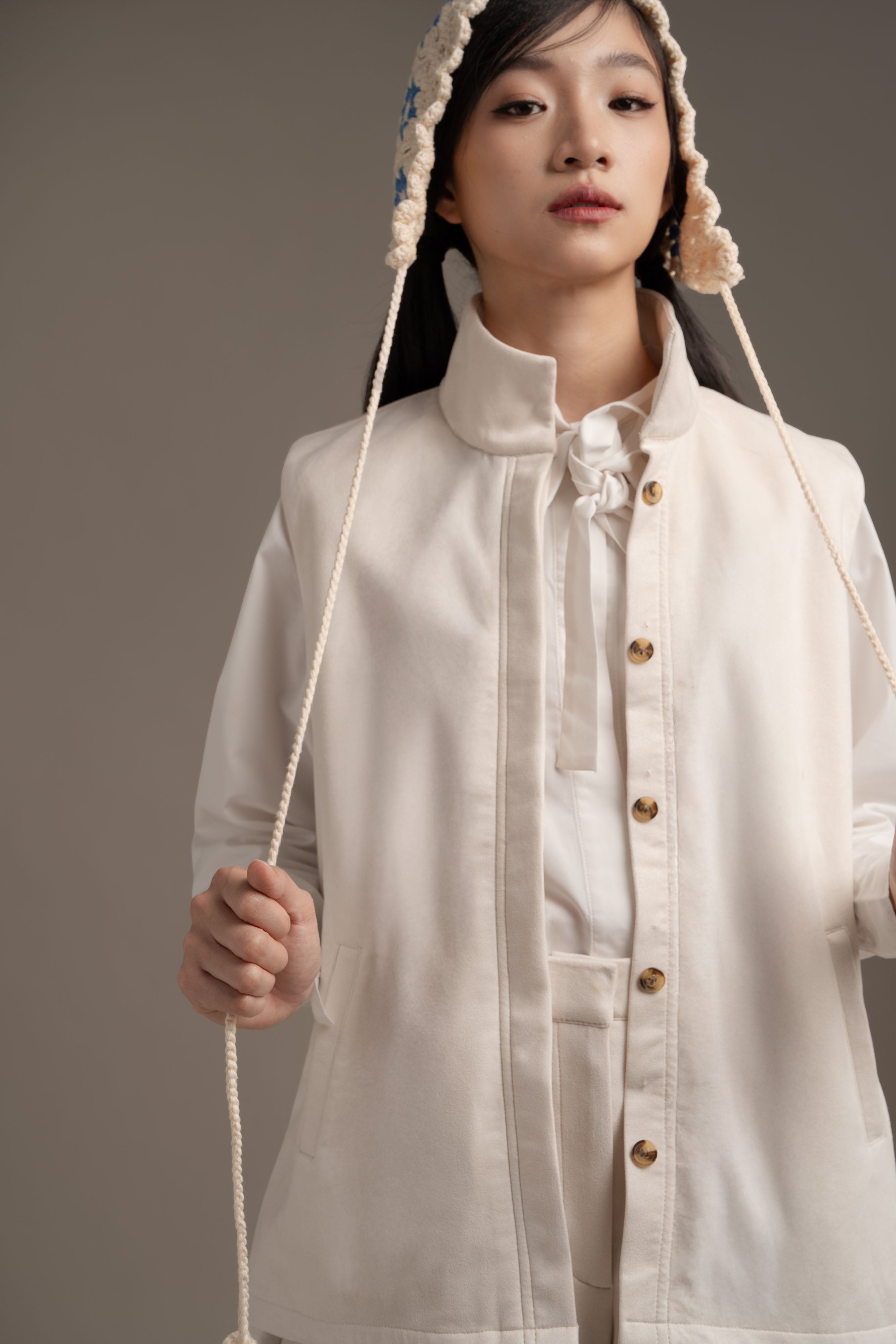 THC Suede Vest In Ice Frost