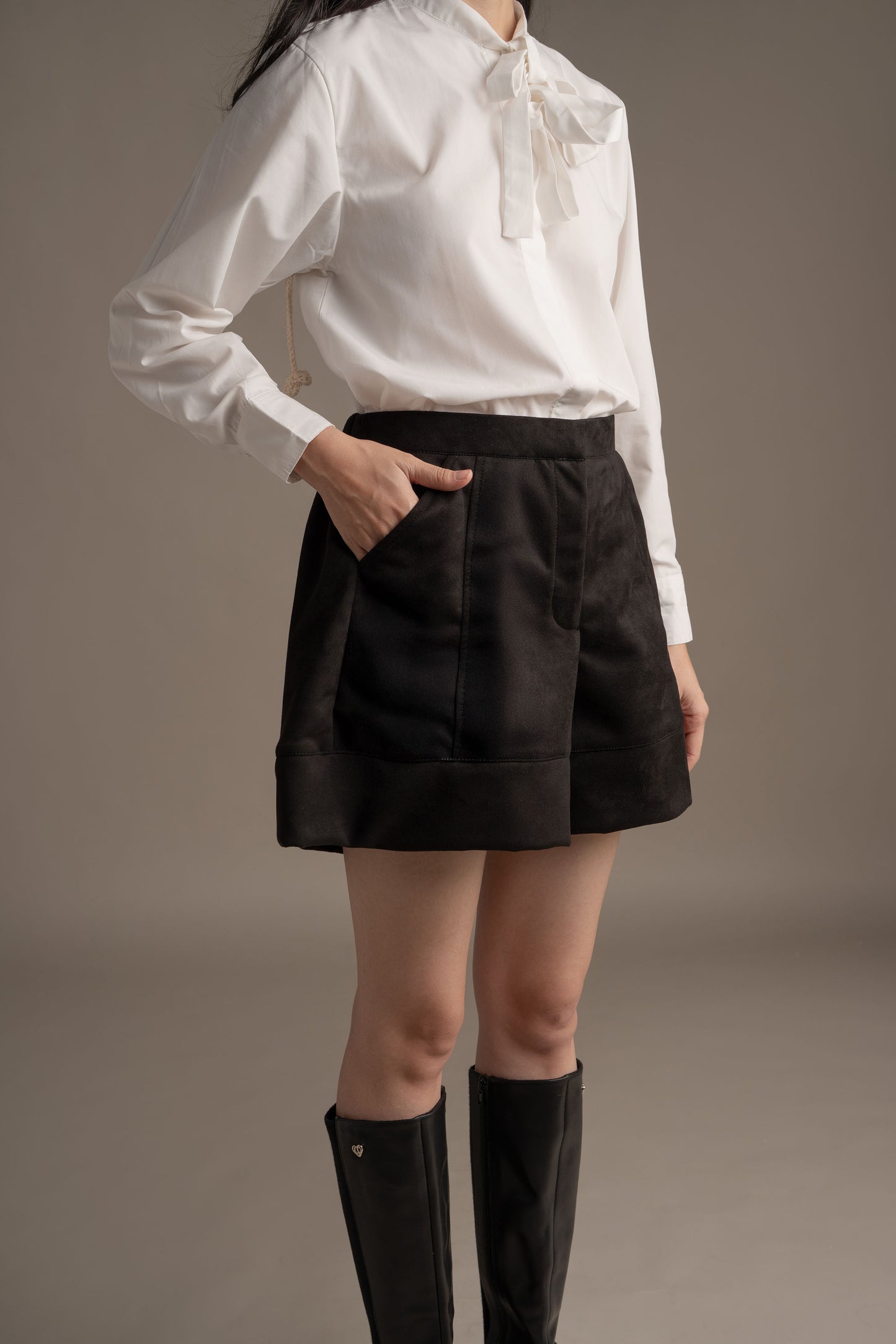 THC Suede Shorts In Midnight Noir