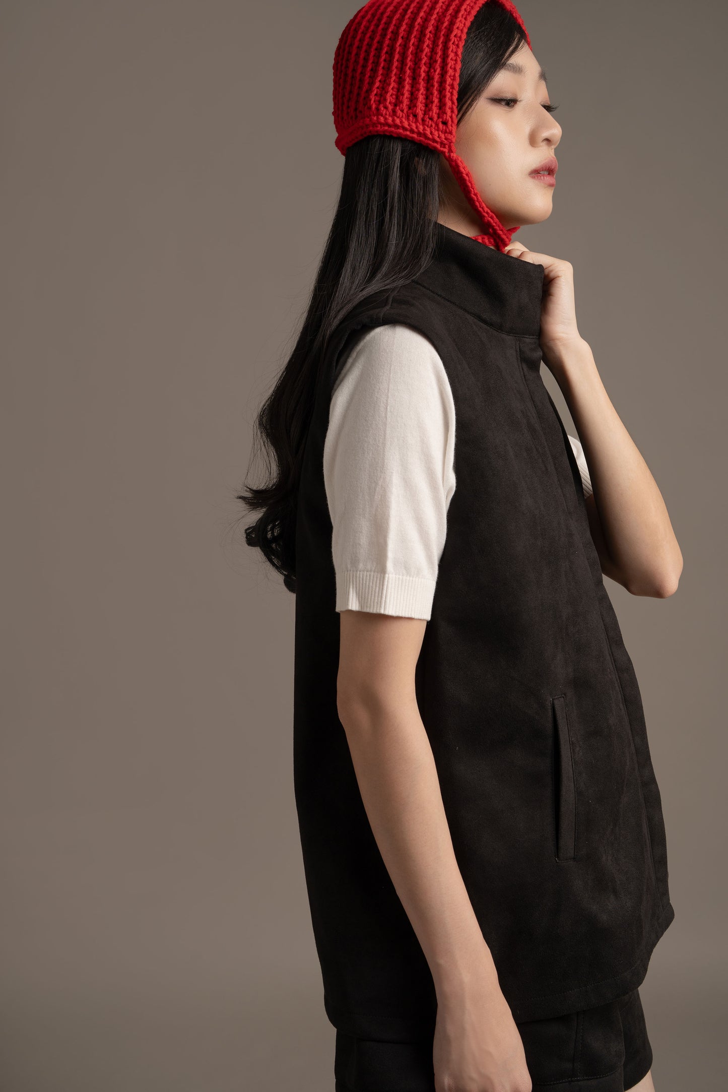 THC Suede Vest In Midnight Noir (Ready Shipment Date 08 - 15 December 2025)