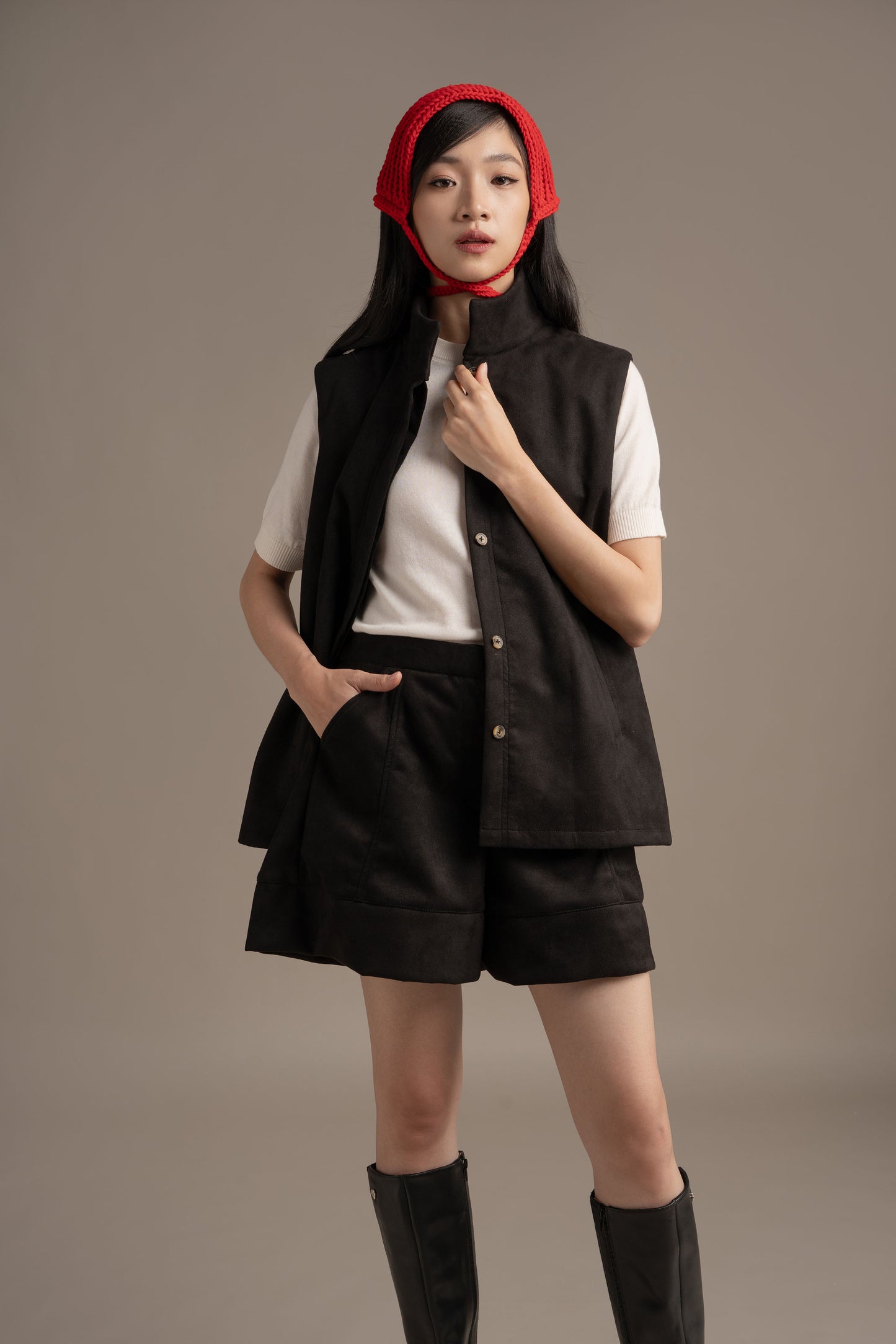 THC Suede Vest In Midnight Noir (Ready Shipment Date 08 - 15 December 2025)