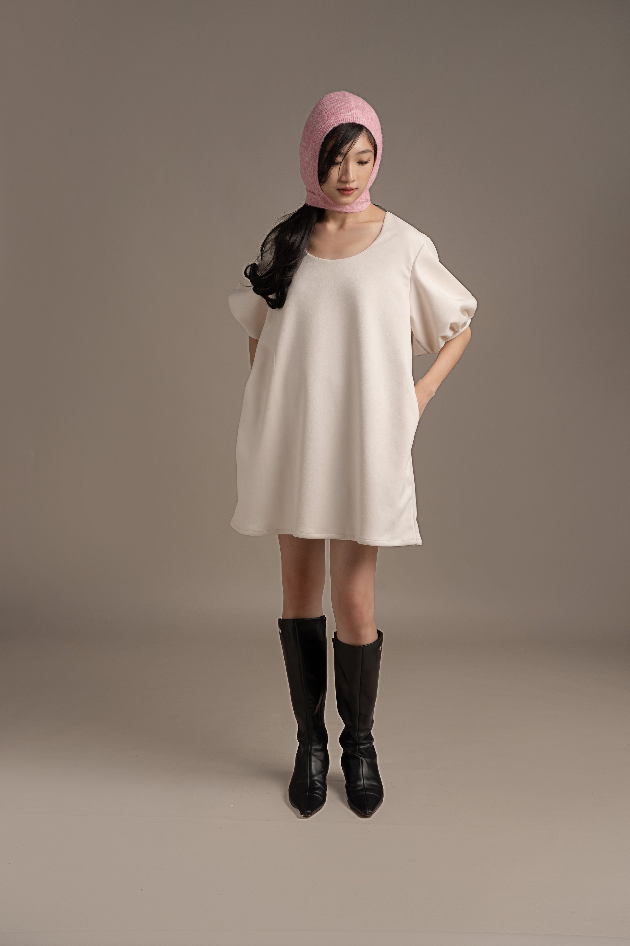 THC Suede Mini Dress In Ice Frost