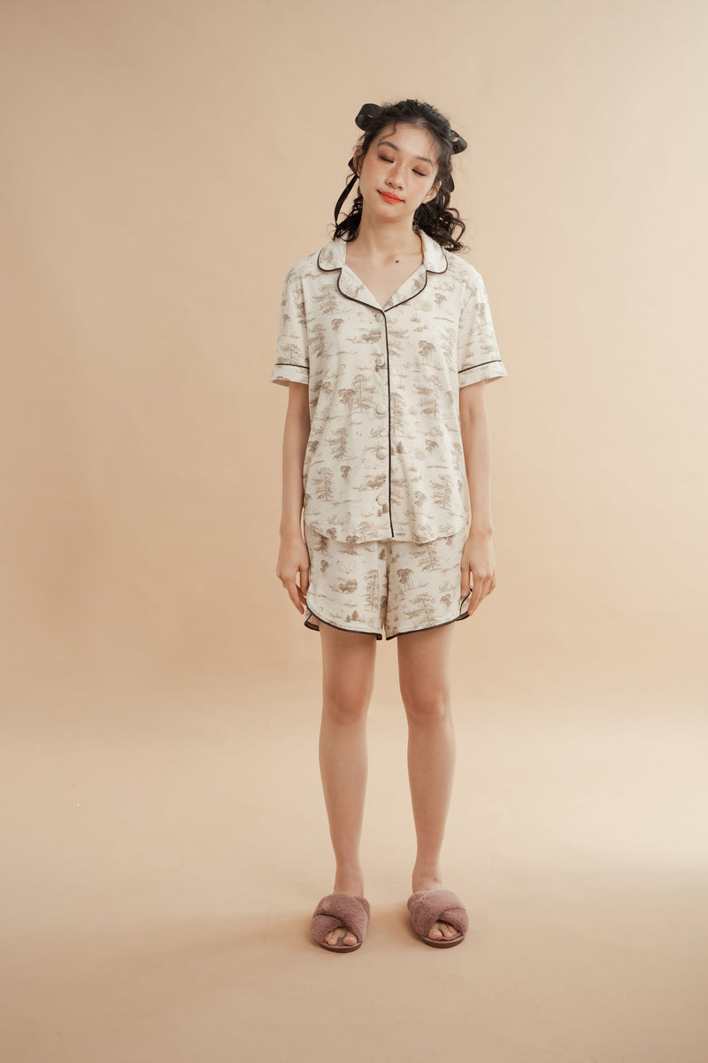 WTP Shorts Homewear Set in Cream (Ready Shipment 18-28 February 2025)