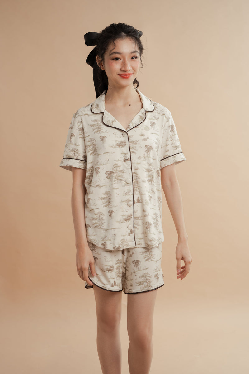 WTP Shorts Homewear Set in Cream (Ready Shipment 18-28 February 2025)