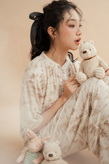 WTP Ruffle Homewear Set in Cream (Ready Shipment 18-28 February 2025)