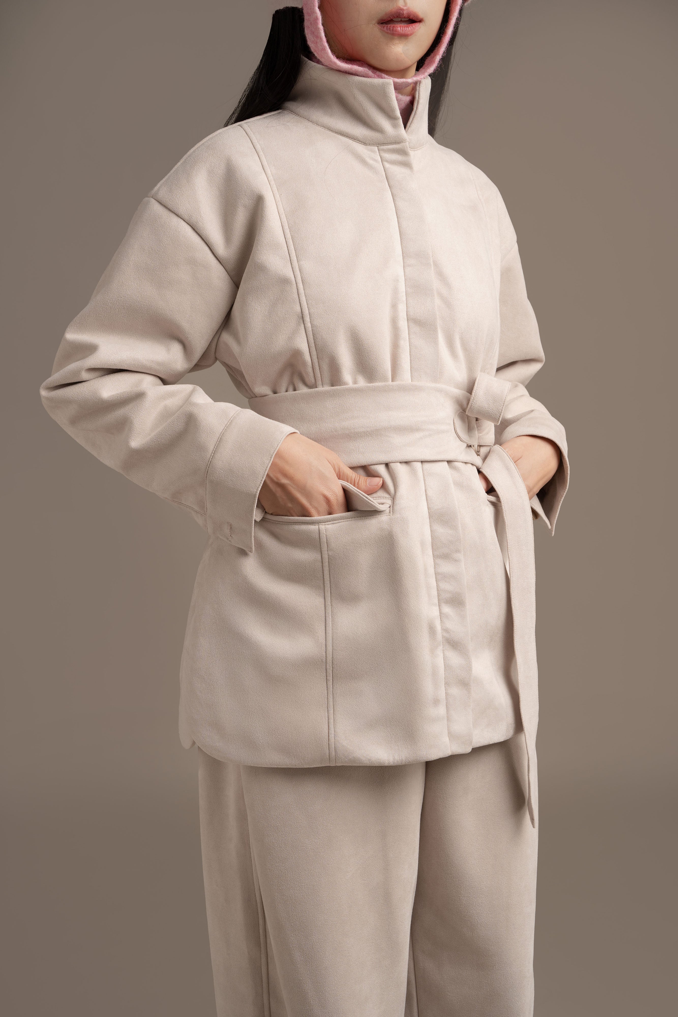 THC Suede Jacket In Winter Fog