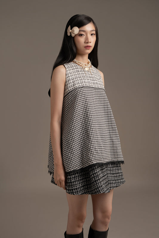 THC Houndstooth Top In Licorice