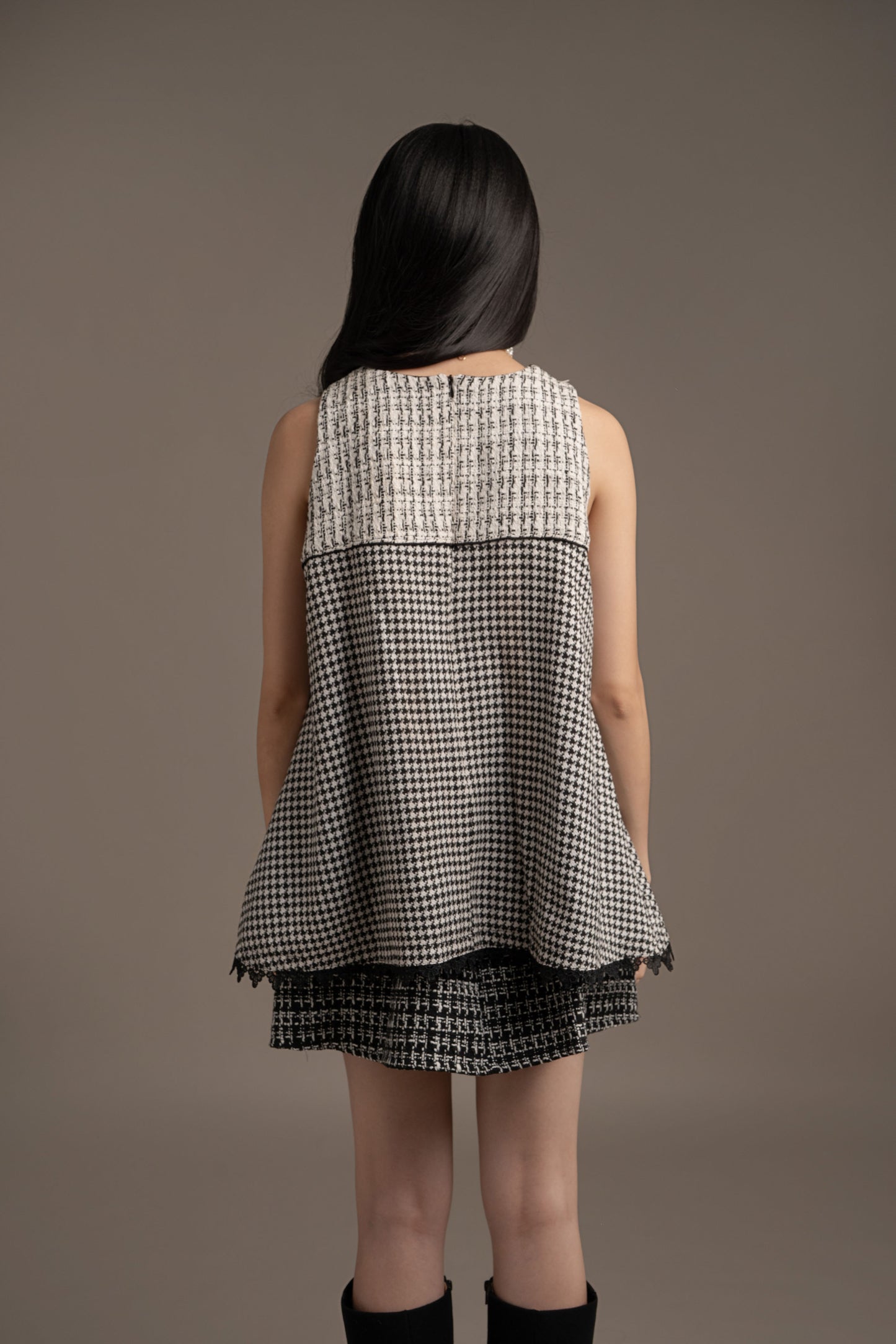 THC Houndstooth Top In Licorice