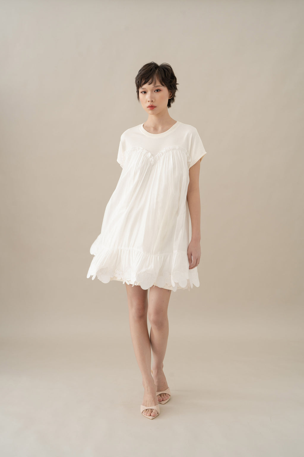 MM Bloom Embroidery Mini Dress in Buttermilk