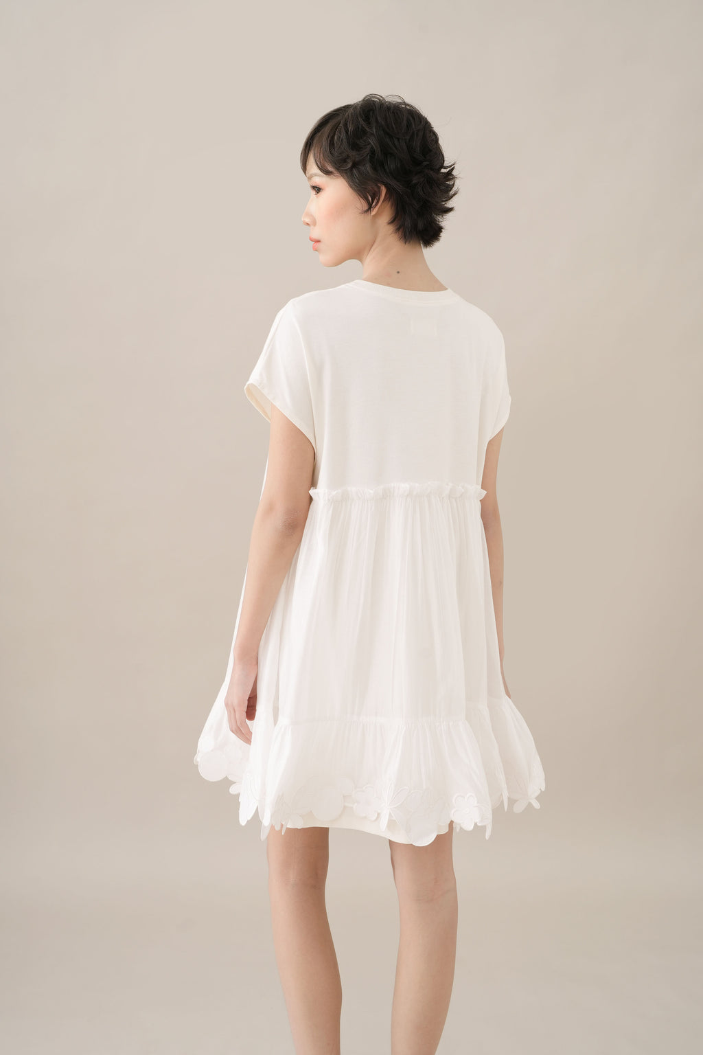 MM Bloom Embroidery Mini Dress in Buttermilk