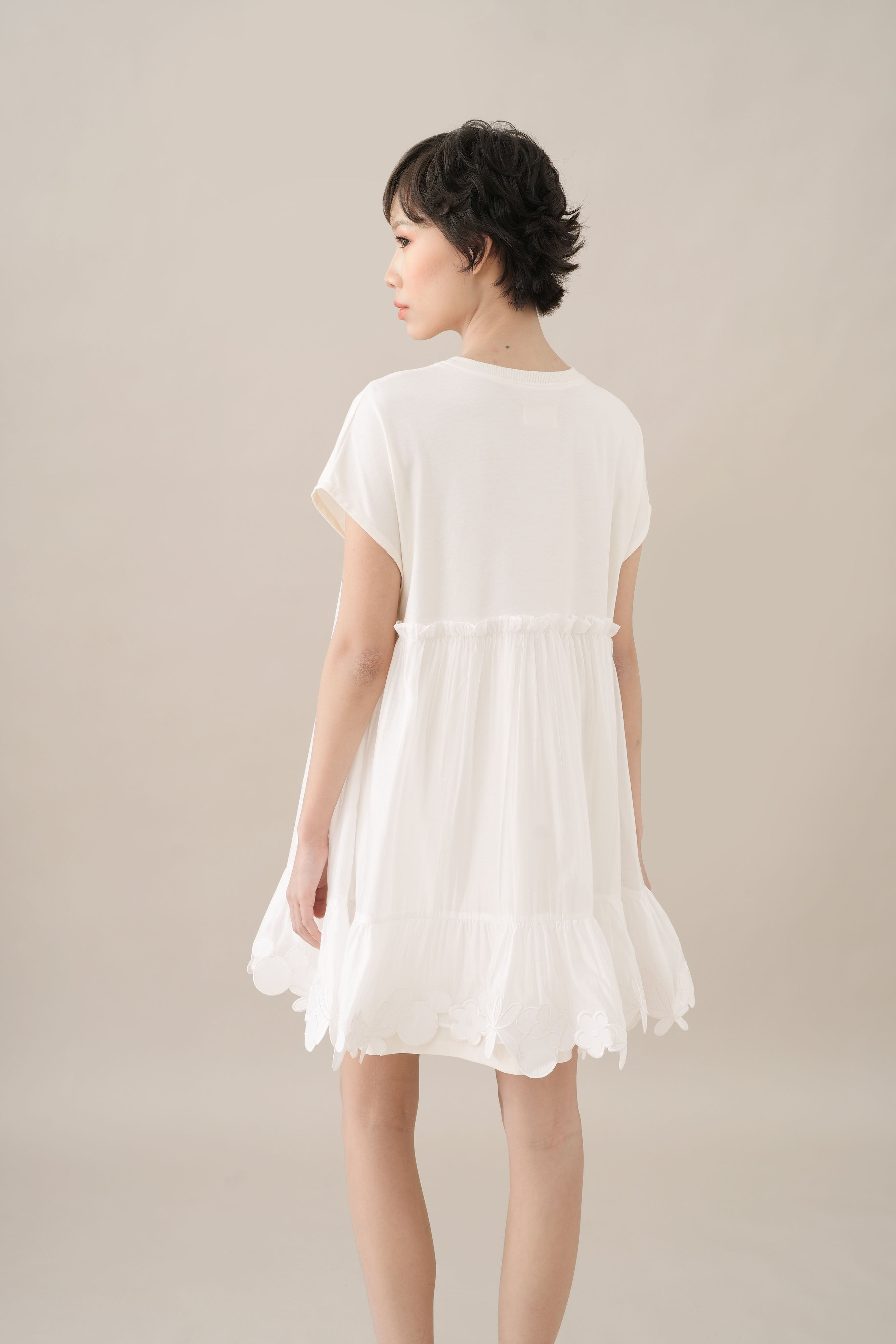 MM Bloom Embroidery Mini Dress in Buttermilk