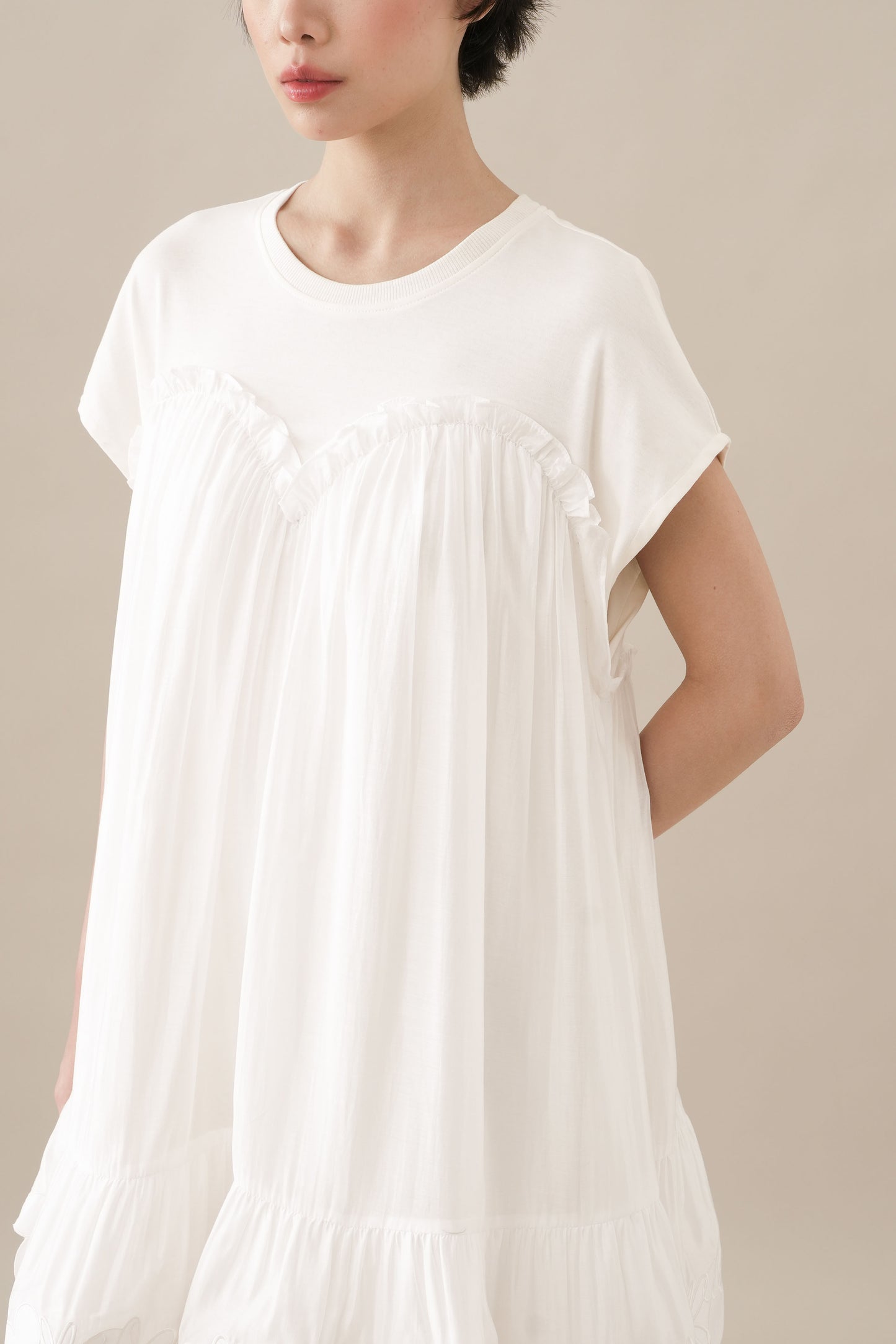 MM Bloom Embroidery Mini Dress in Buttermilk