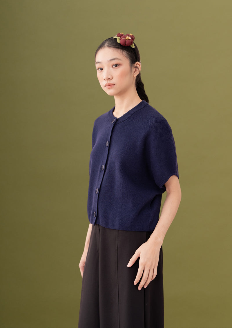 NVR Knit Button Top Blueberry (Ready Shipment 6-20 January 2025)